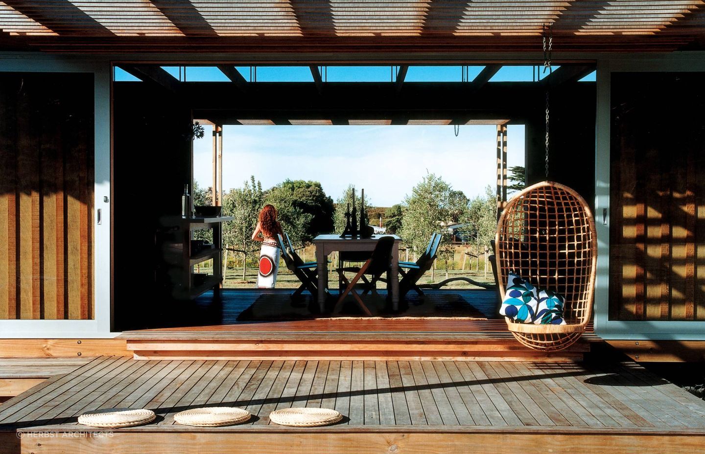 A hanging chair like this sets a very relaxing scene.