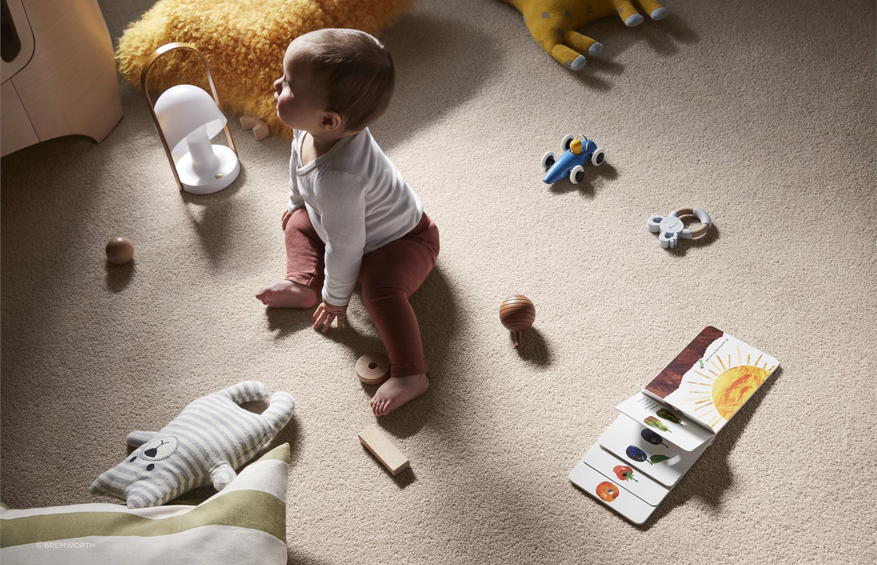 Thick underlay and soft carpet is a great match for a kid's room. | Featured carpet: Moods of Monet II from Bremworth.
