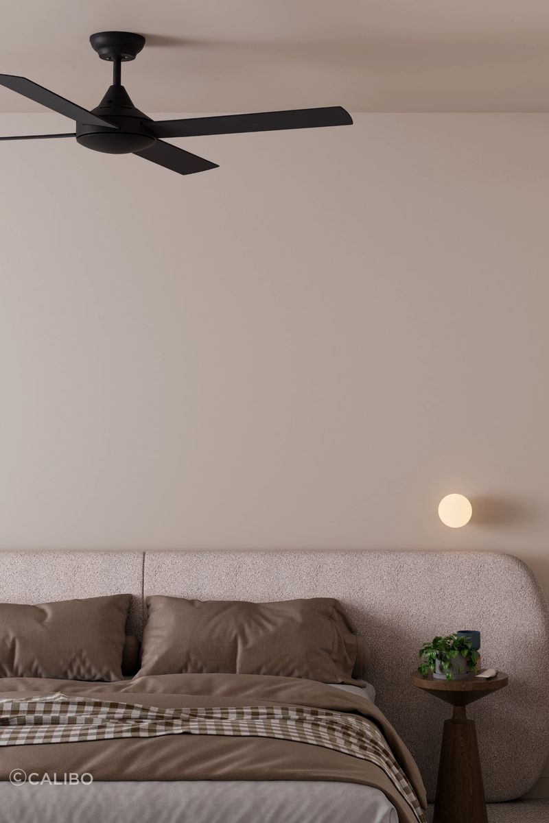 Kestrel Indoor/Outdoor 4-Blade Ceiling Fan
and Crest Orb Glass Wall Light