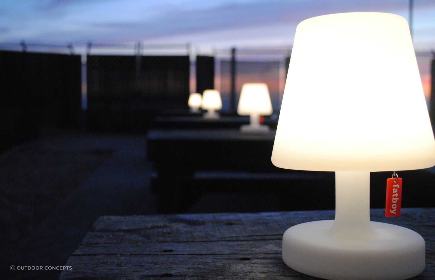 The Edison The Petit Lamp by Fatboy from Outdoor Concepts offers versatility and style.