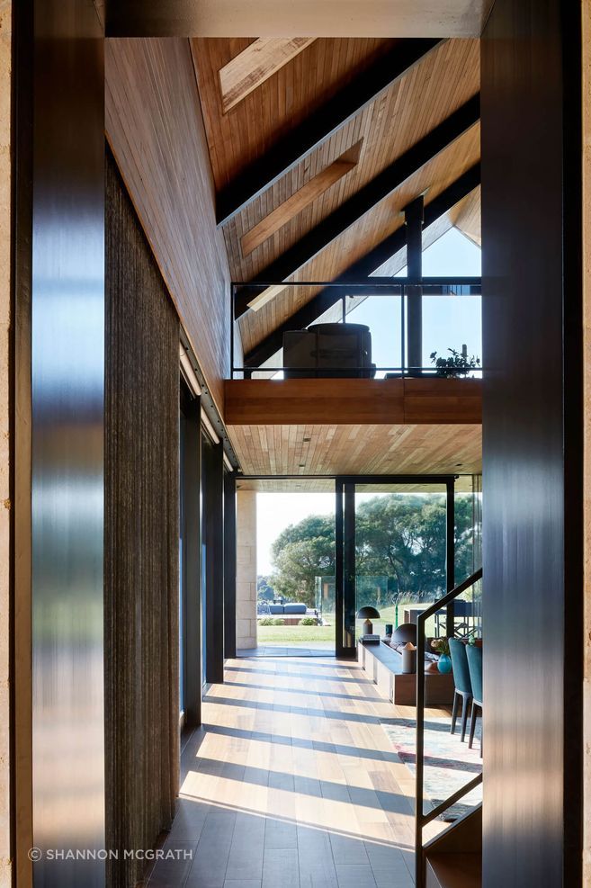 At Flinders Residence, timber is used to shape both structure and atmosphere, drawing warmth through the home while reinforcing the rhythm, scale and spatial drama of its gabled forms.

Architecture: Abe McCarthy Architects