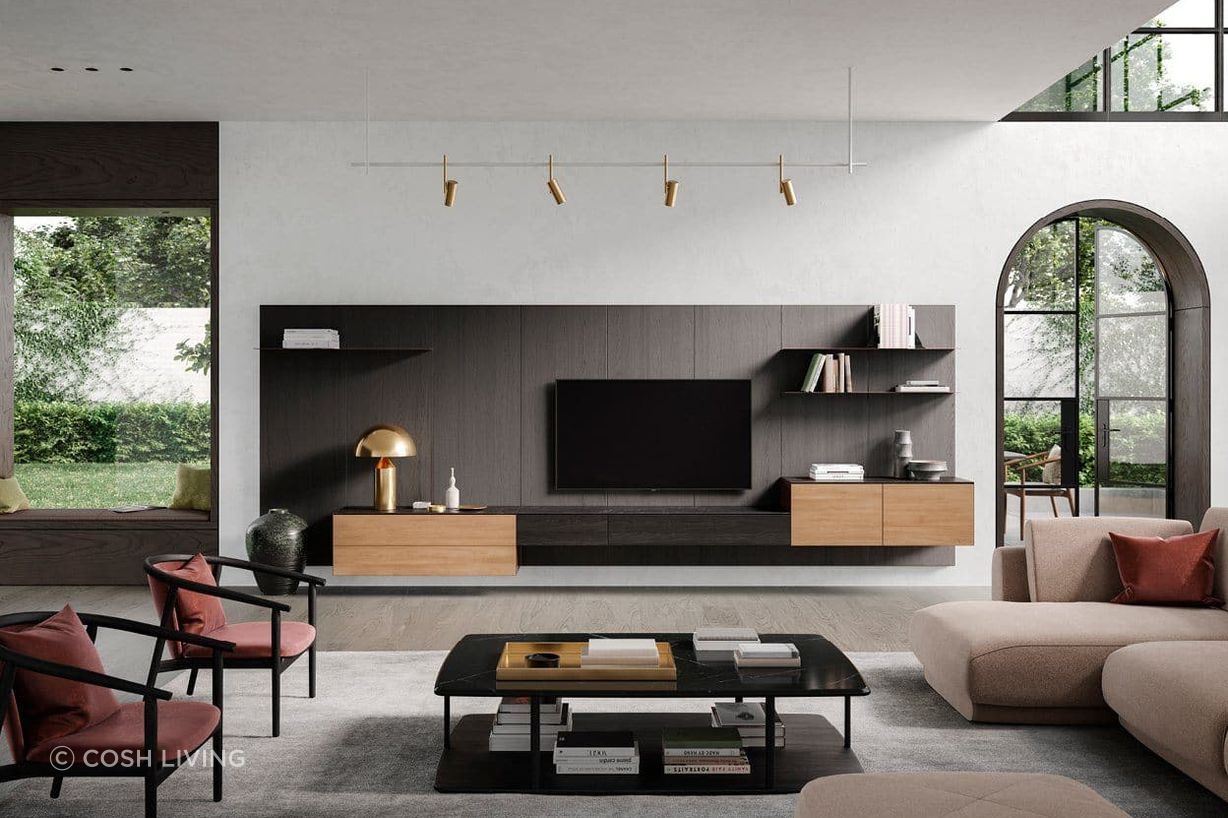 Storage solutions can be built into the design of a living room