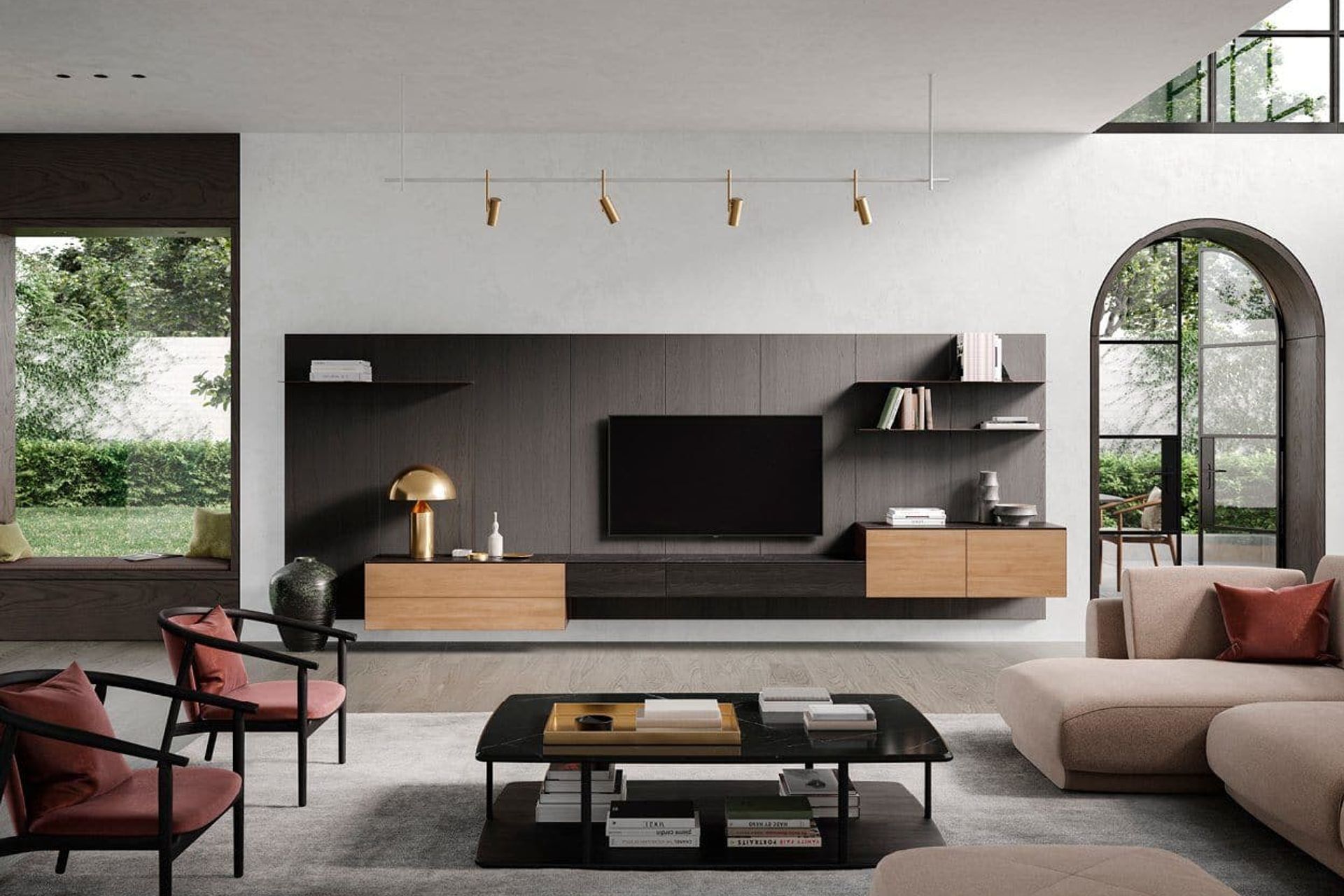 Storage solutions can be built into the design of a living room