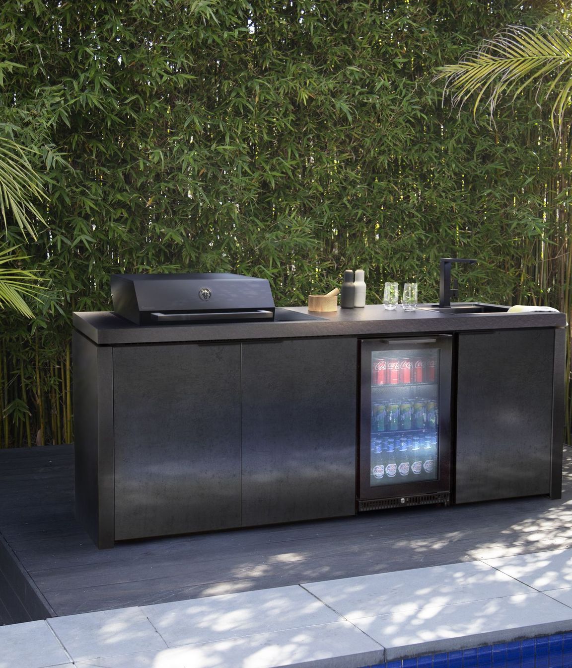 Propane gas grills usually have a gas bottle or two located underneath the grill. Featured product: Gasmate Phoenix 4 Burner BBQ Hood Kit