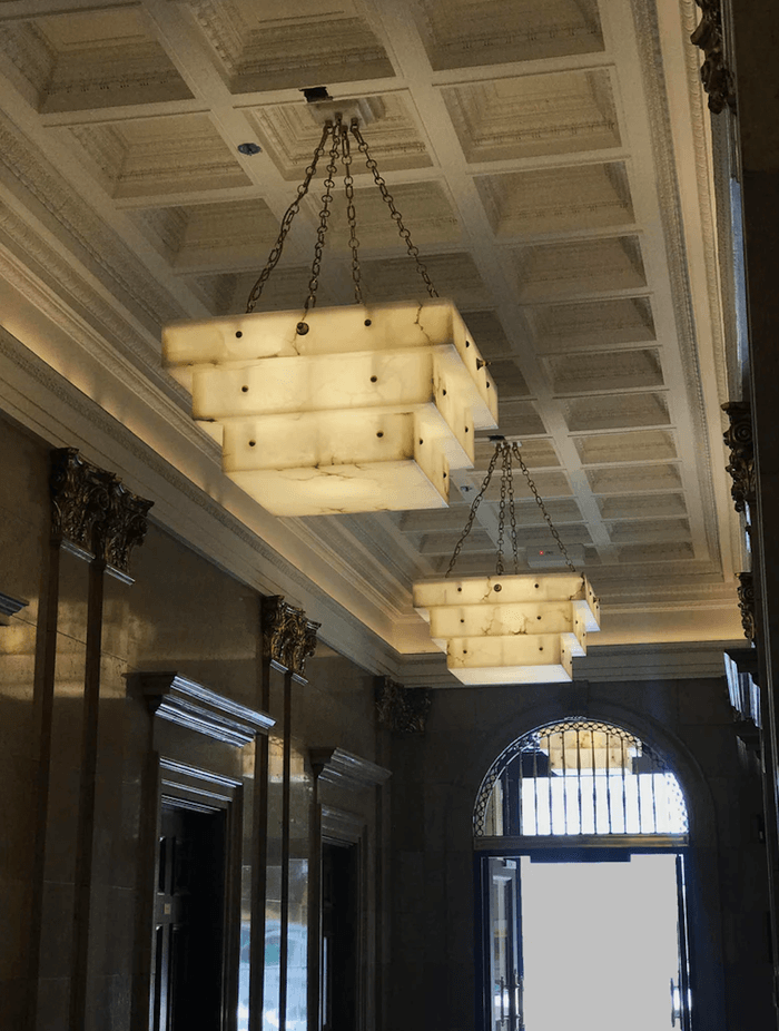 Light glows through the alabaster stone.