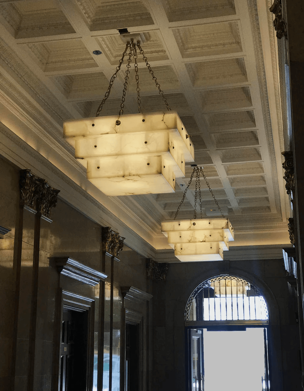 Light glows through the alabaster stone.