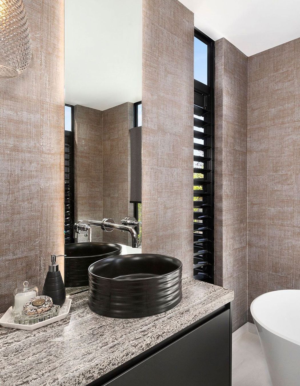 The LED backlight trend is a great way to add soft lighting to any bathroom.