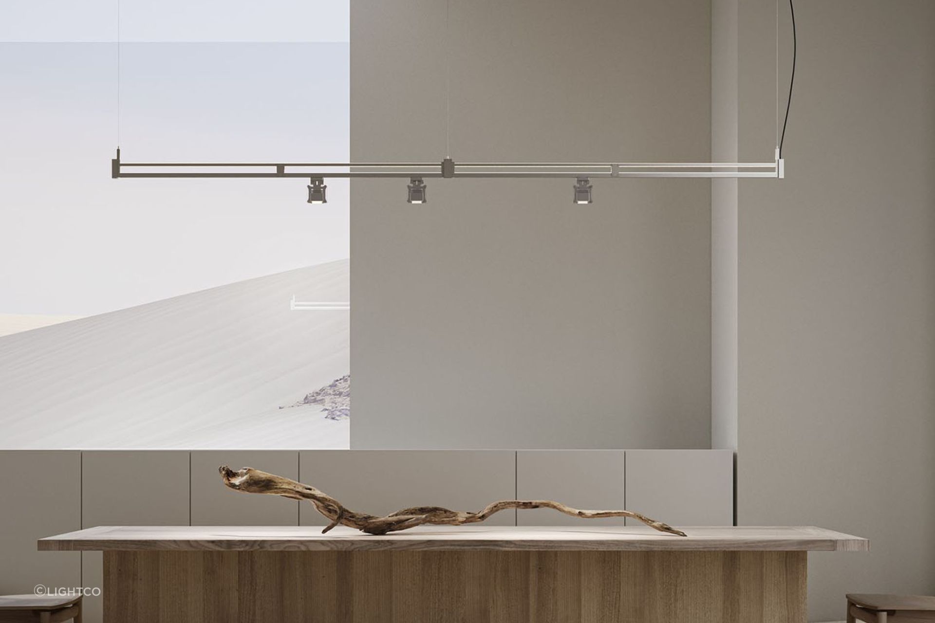 The Airtek One Linear Pendant Light by LightCo is a stylish and practical solution for long surfaces.