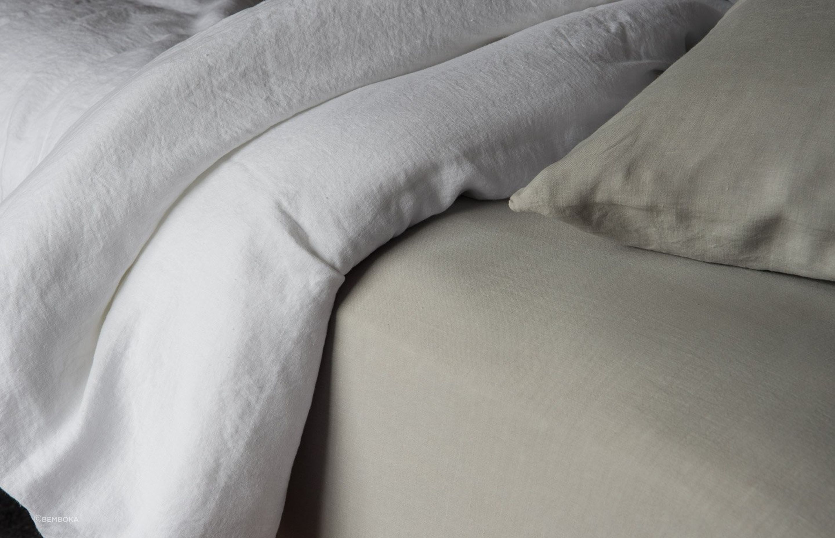 Fitted sheets serve as a functional bottom sheet option. Featured product: Linen Fitted Sheets Blush King- Single