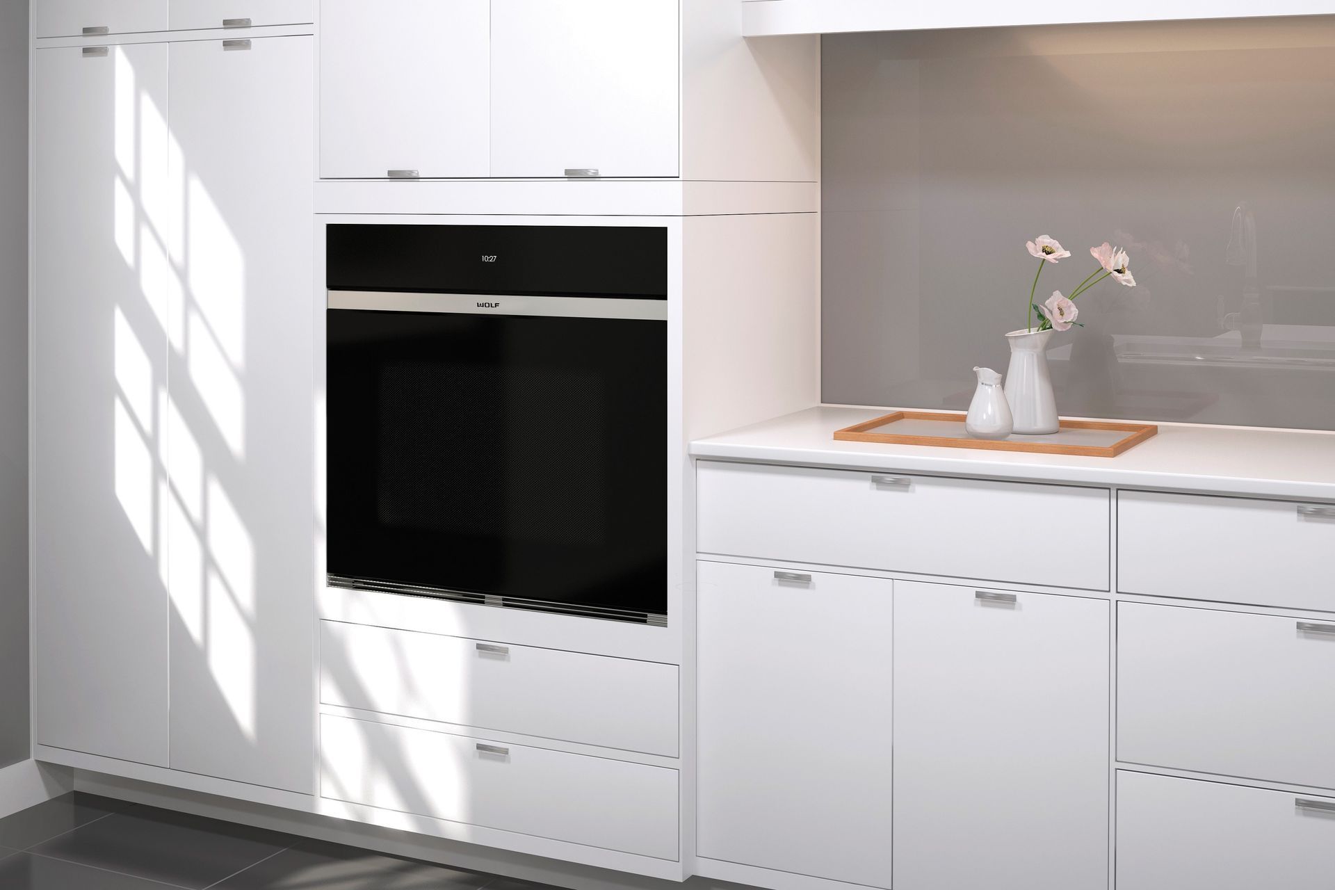 The M Series Contemporary Single Oven by Wolf has a sophisticated dual convection logic control system for optimal energy use.