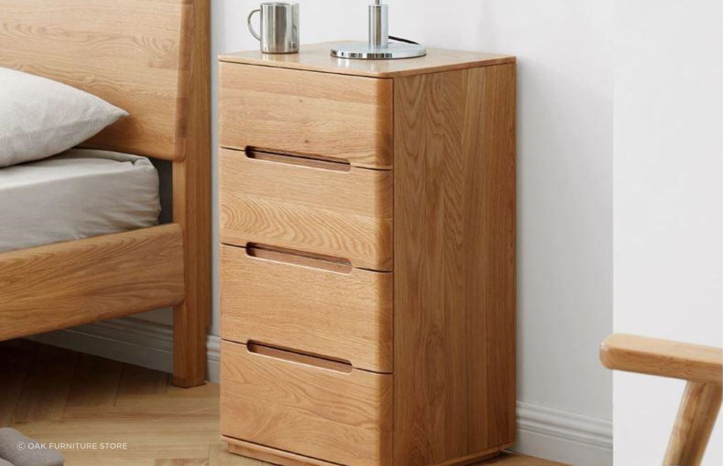 For a bit of extra storage and prominence, the Manchester Natural Solid Oak Tall Bedside Table makes a great choice.