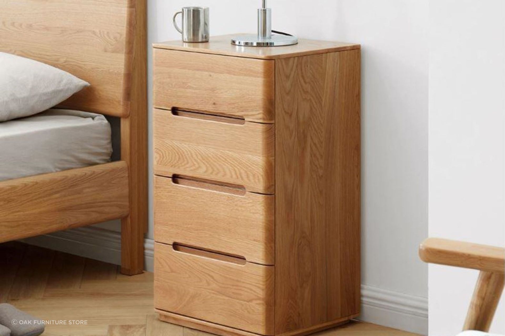 For a bit of extra storage and prominence, the Manchester Natural Solid Oak Tall Bedside Table makes a great choice.