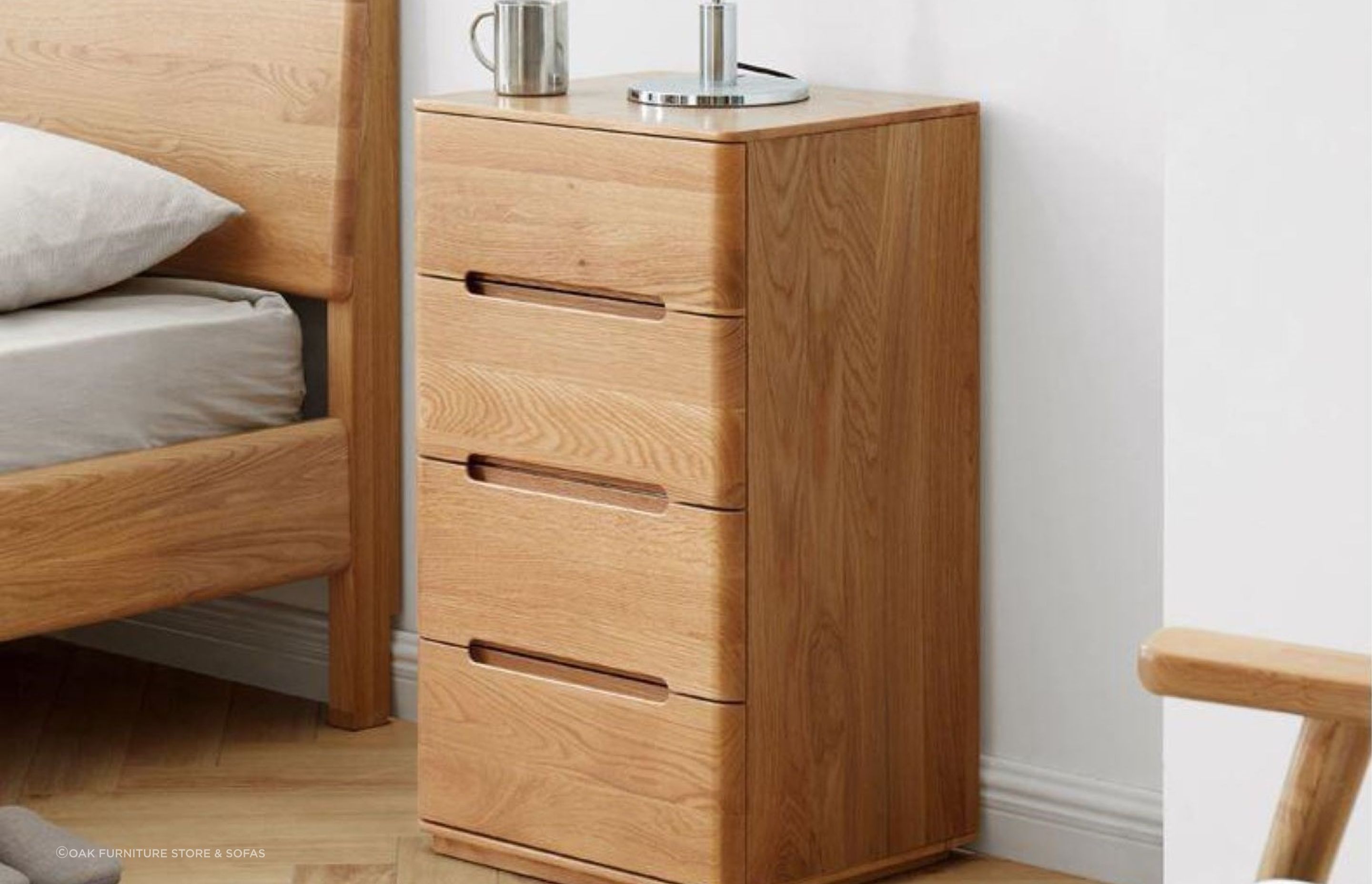 For a bit of extra storage and prominence, the Manchester Natural Solid Oak Tall Bedside Table makes a great choice.