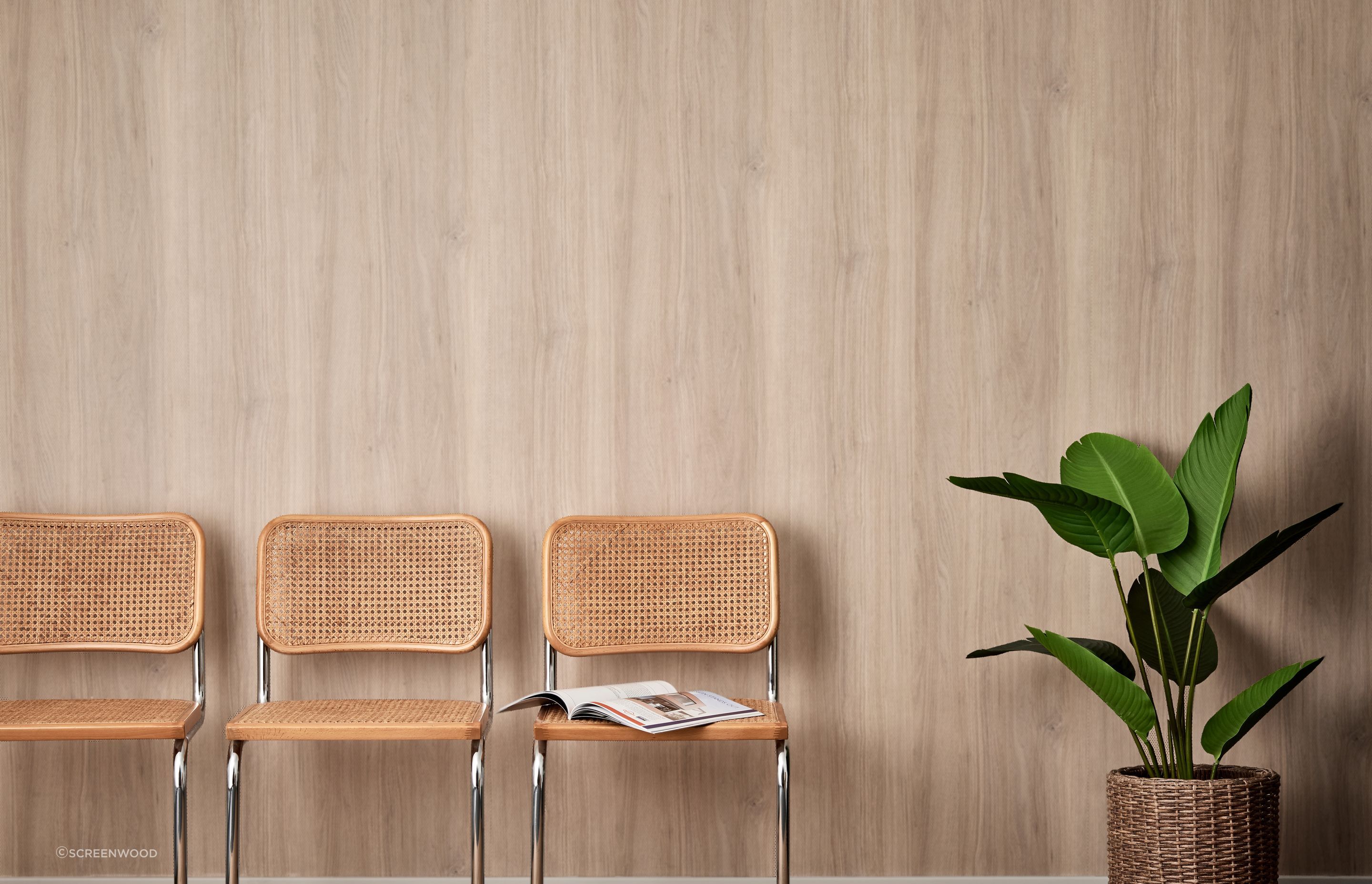 Screenwood’s SOUNDLINA perforated acoustic wall covering comes in a choice of 14 premium NAVURBAN Diamond decors.