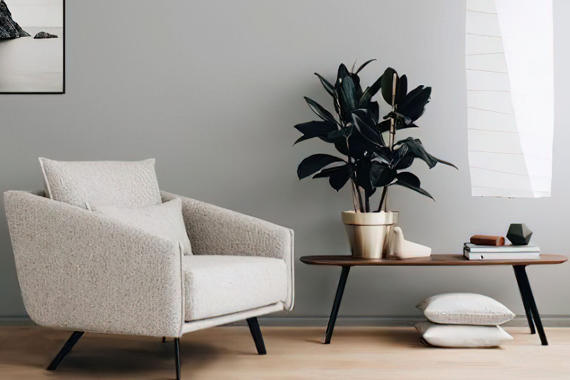 A pot plant can bring freshness and style to a living space, illustrated perfectly with the Solapa Table by Stua.