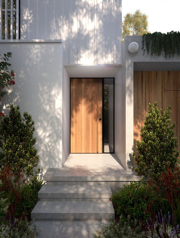 Exterior and interior doors are similar in size.