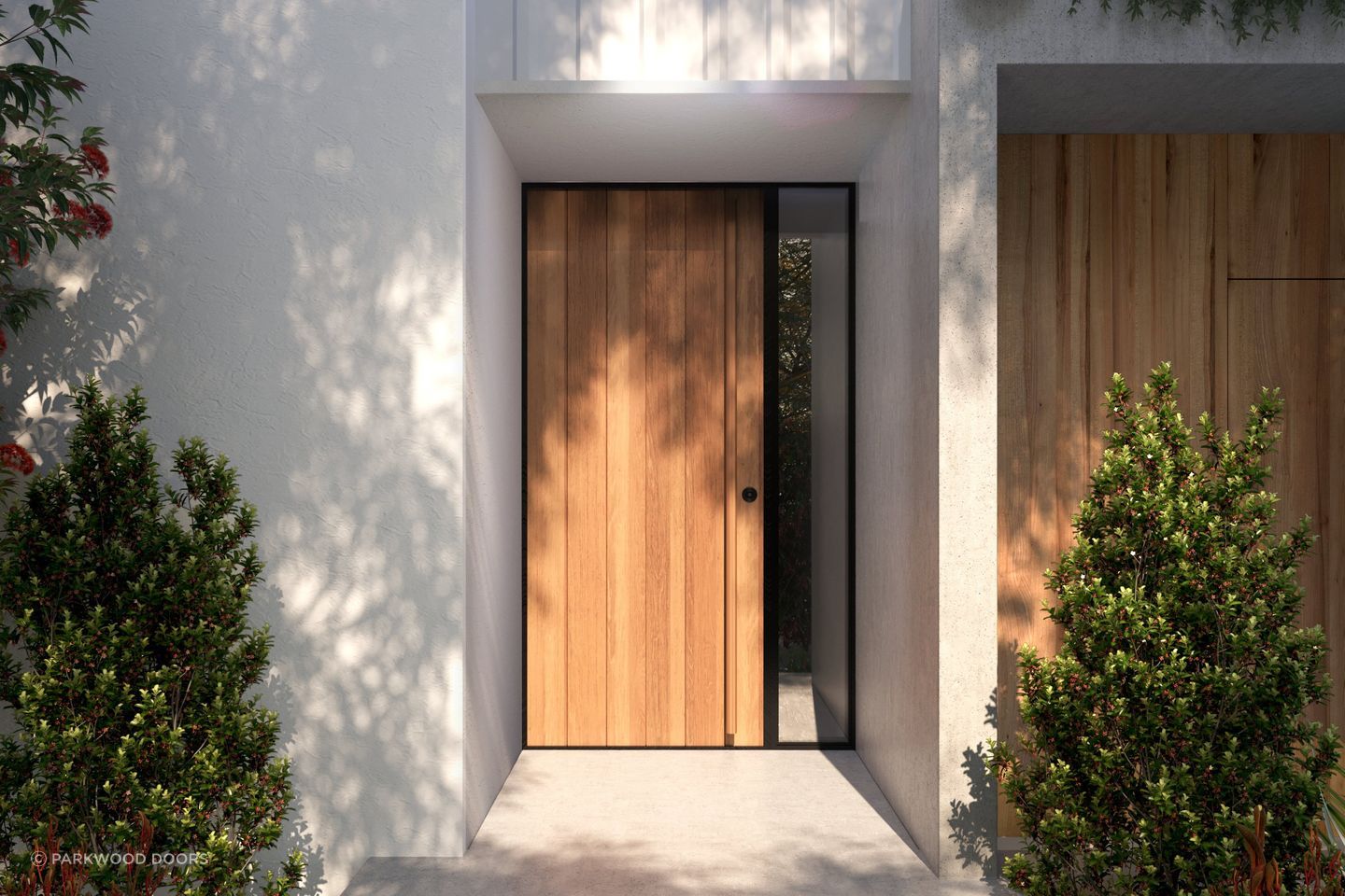 Exterior and interior doors are similar in size.