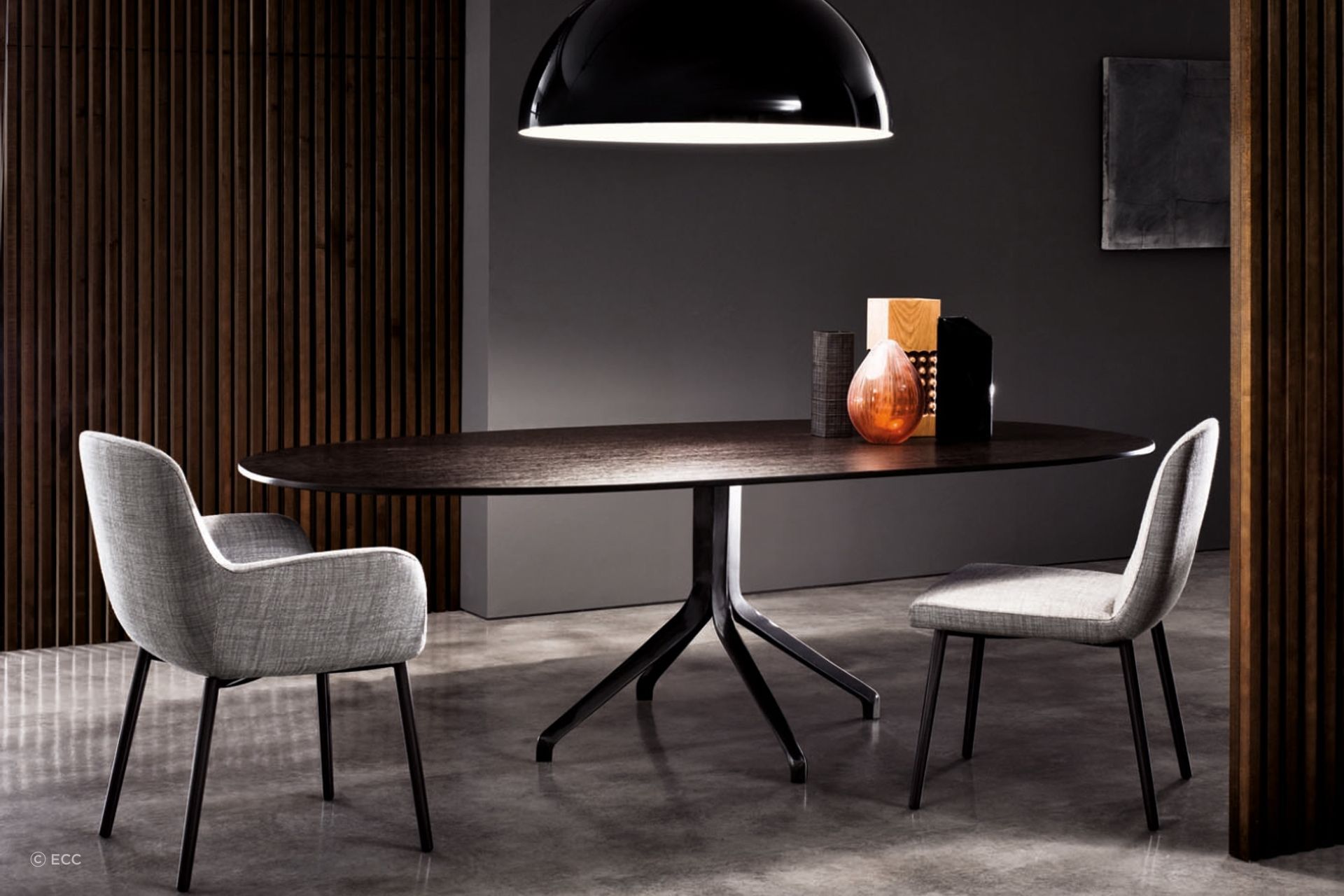 A room's function is just one of the factors to consider when choosing the right light temperature, demonstrated here with the exquisite Sonora Pendant by Oluce.