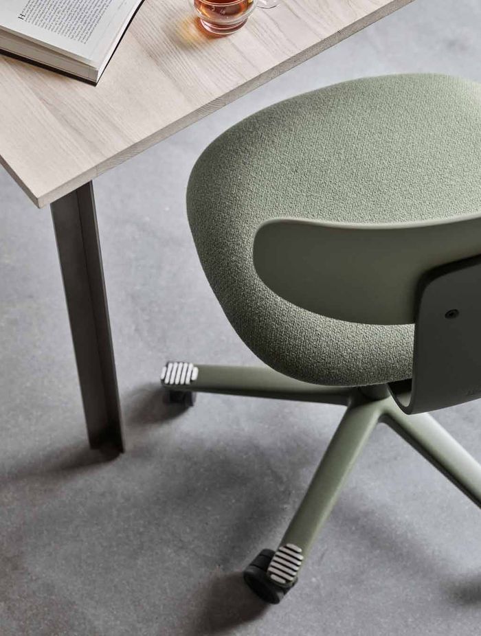 The HÅG Tion is one of the most sustainably designed task chairs available, made from 70-75% recycled materials | Ft. HÅG Tion 2140 in Moss Grey, with textile Cura 68261 by Gabriel