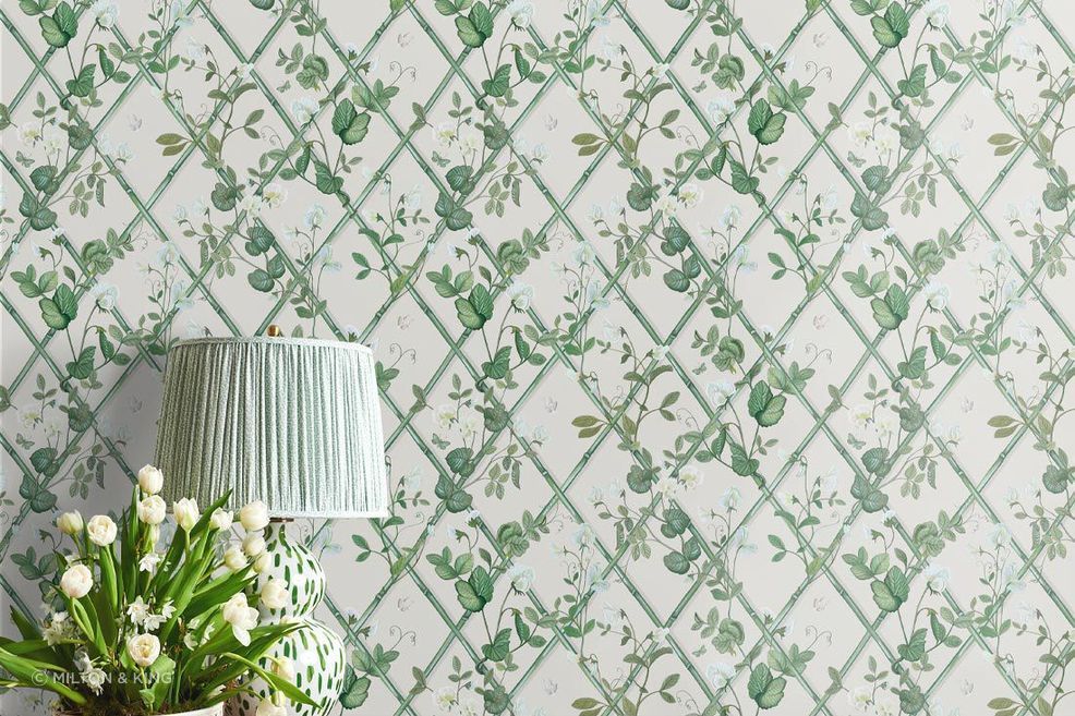 Green against a white backdrop brings freshness to a living room.