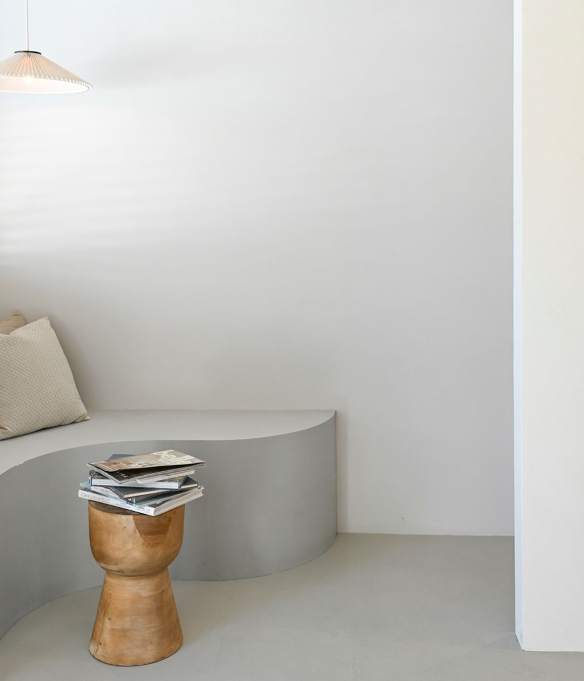The clean and seamless look of microcement is well-suited to contemporary-style settings. | Featured product: Microsilk Microcement Thasos White