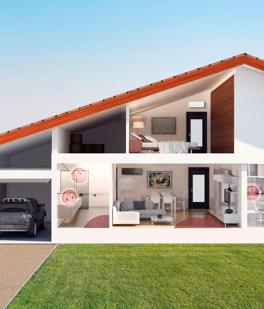 Super energy efficient water and room heat pump system