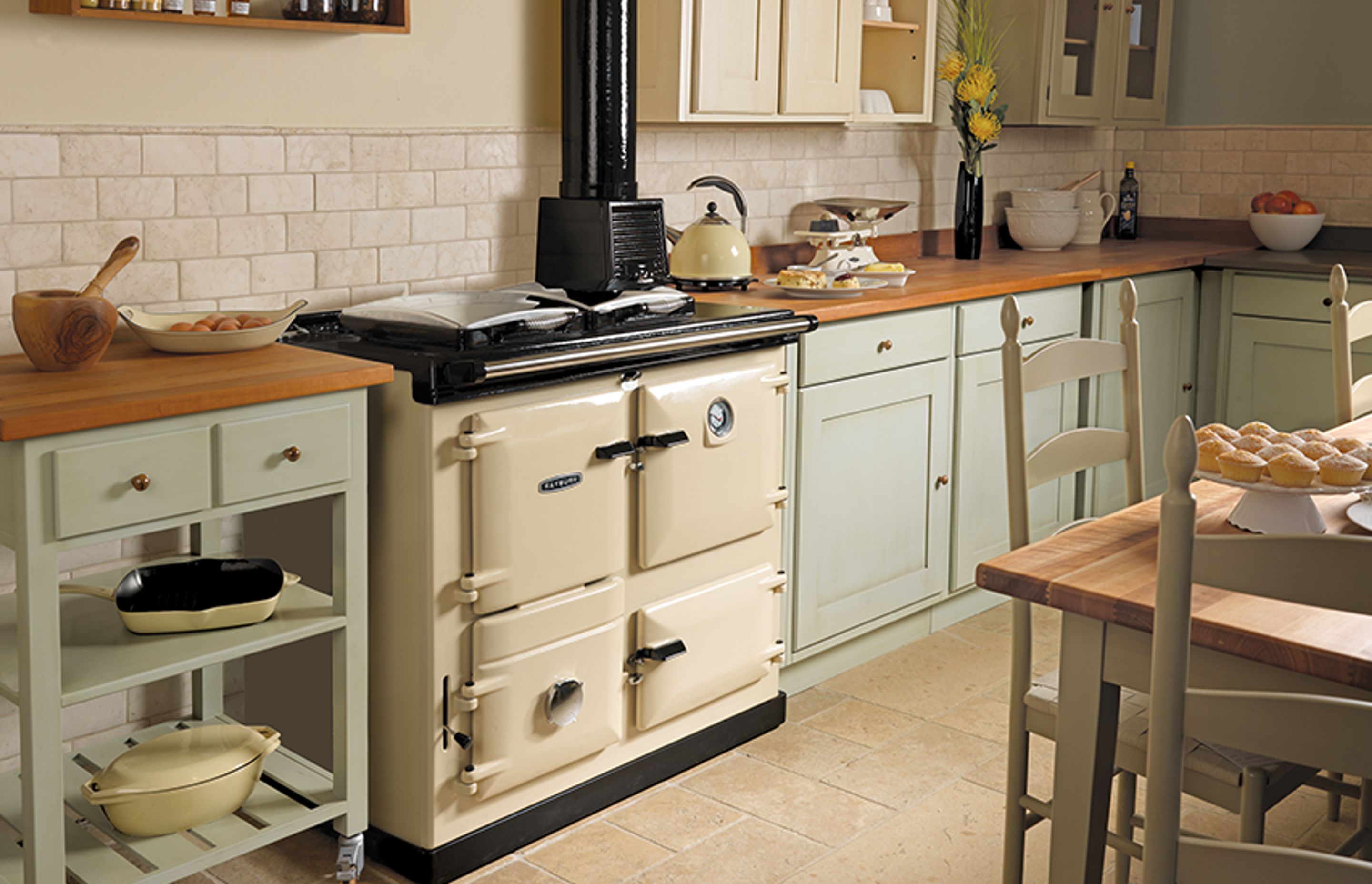 The wood- or solid fuel-powered Rayburn oven provides peerless cooking performance with the added convenience of domestic hot water and/or central heating when connected to radiators via a wetback system.