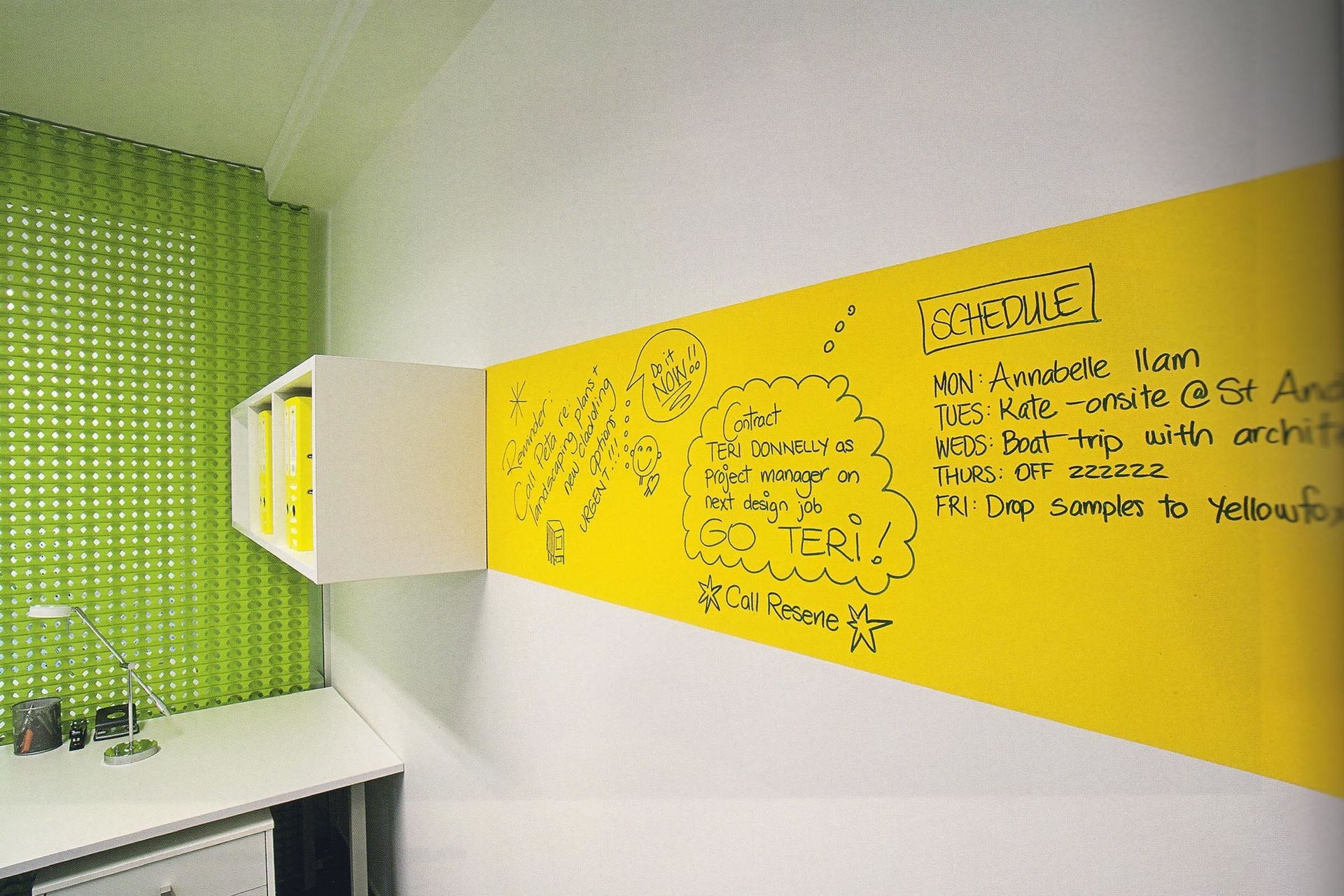 Resene's Write-on wall paint can turn any wall into a whiteboard.
