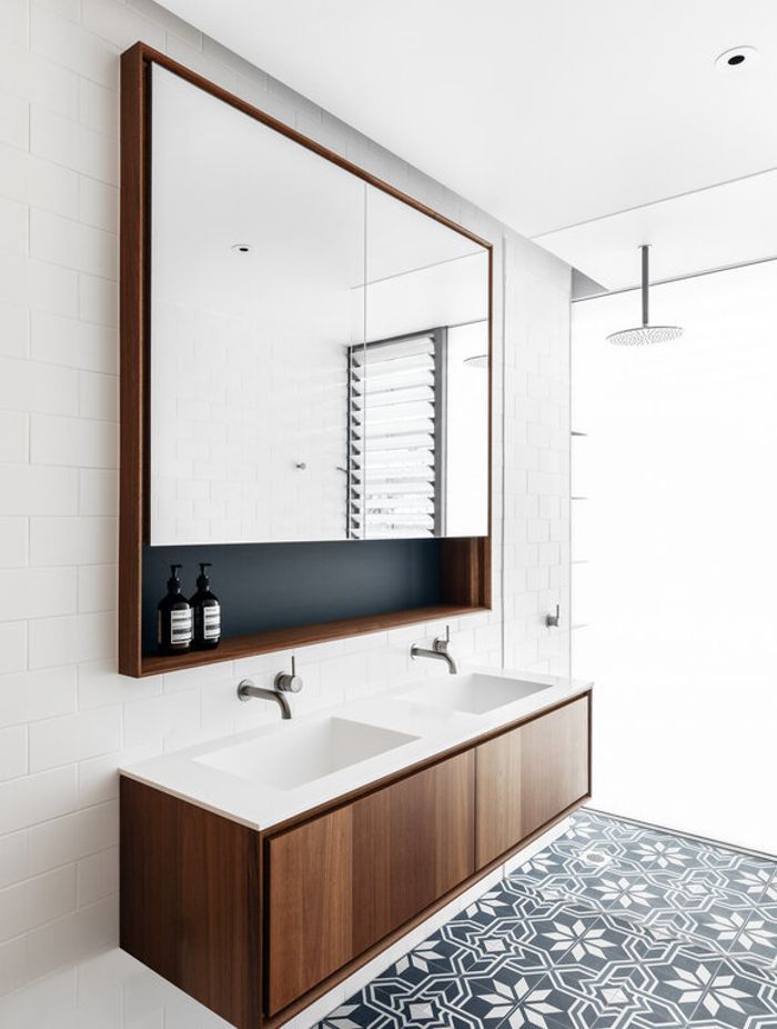 Gorgeous patterned tiles at Cooks River House
