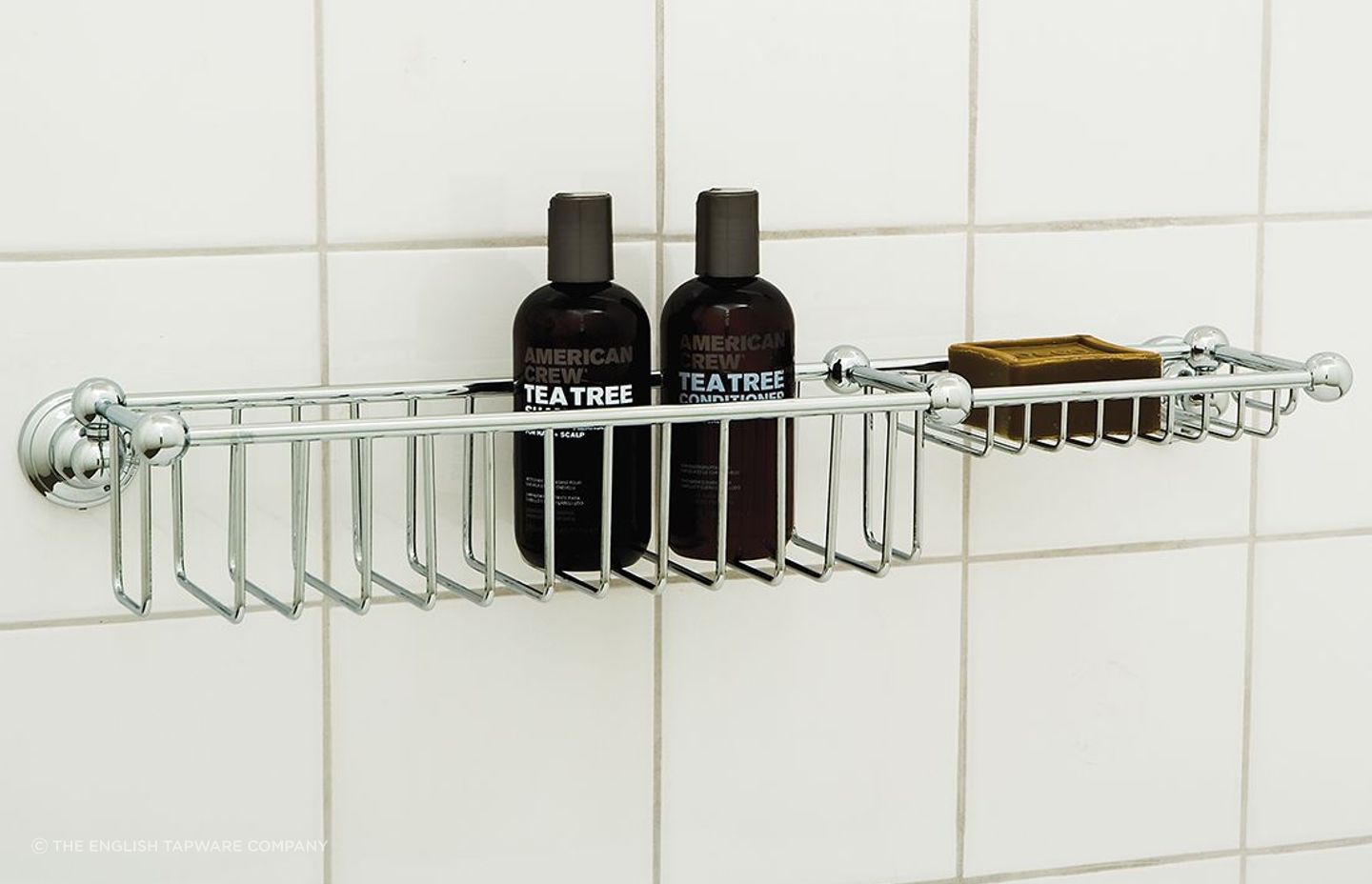 The elegant styling of the Perrin &amp; Rowe Shower Basket with Soap Tray by The English Tapware Company ensures that  looks stunning in both traditional and contemporary bathrooms