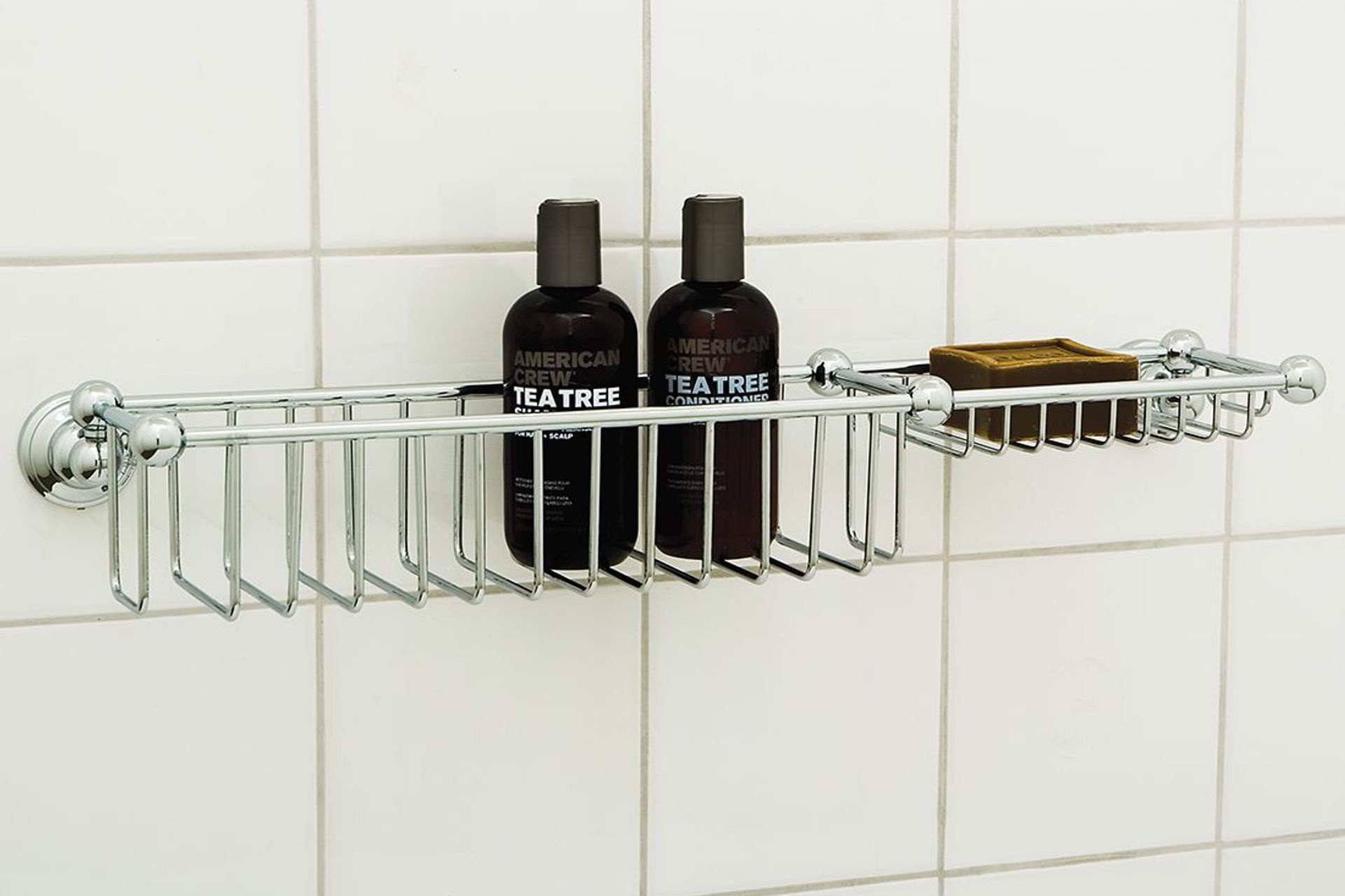 The elegant styling of the Perrin &amp; Rowe Shower Basket with Soap Tray by The English Tapware Company ensures that  looks stunning in both traditional and contemporary bathrooms
