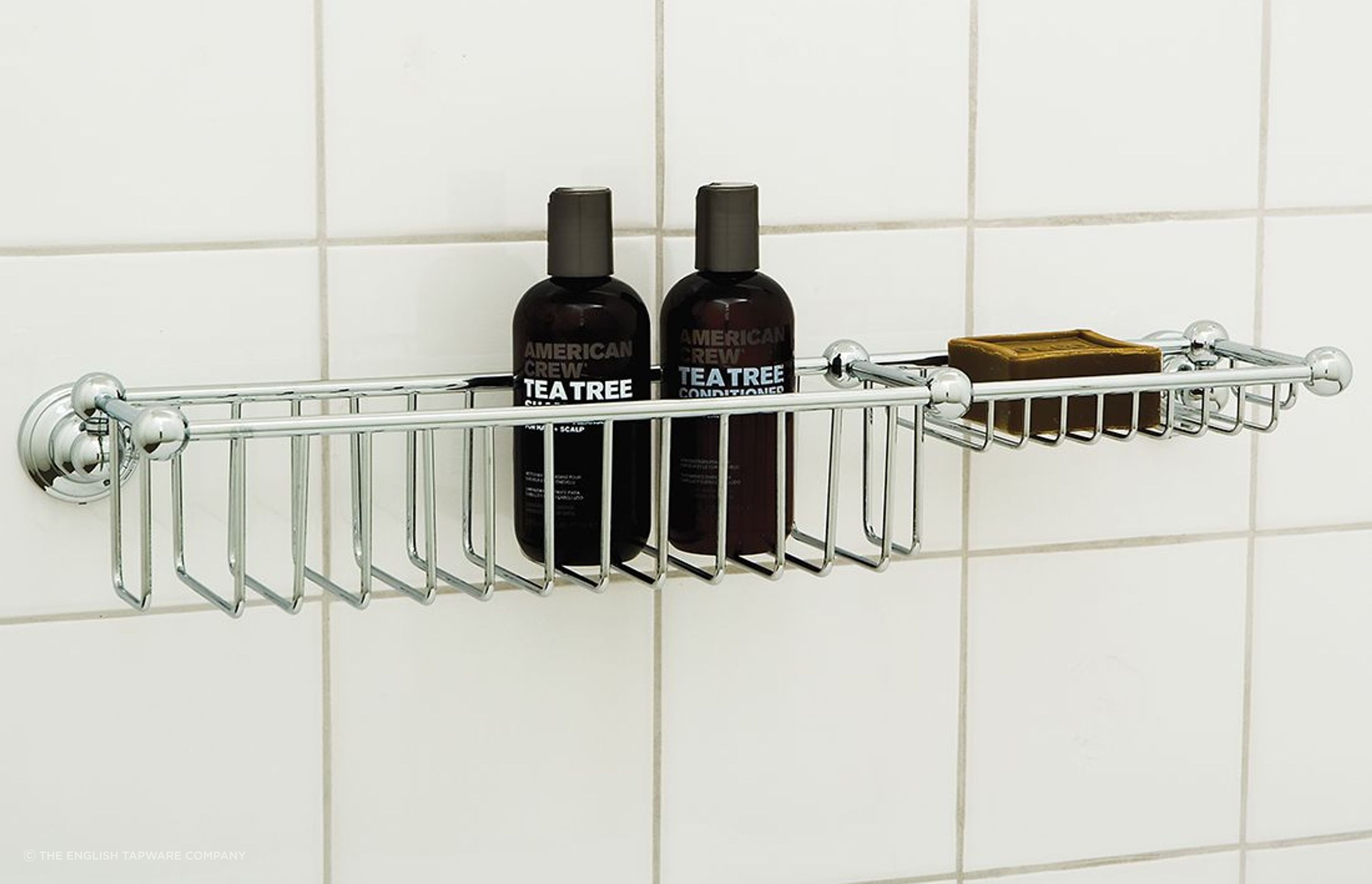 The elegant styling of the Perrin &amp; Rowe Shower Basket with Soap Tray by The English Tapware Company ensures that  looks stunning in both traditional and contemporary bathrooms
