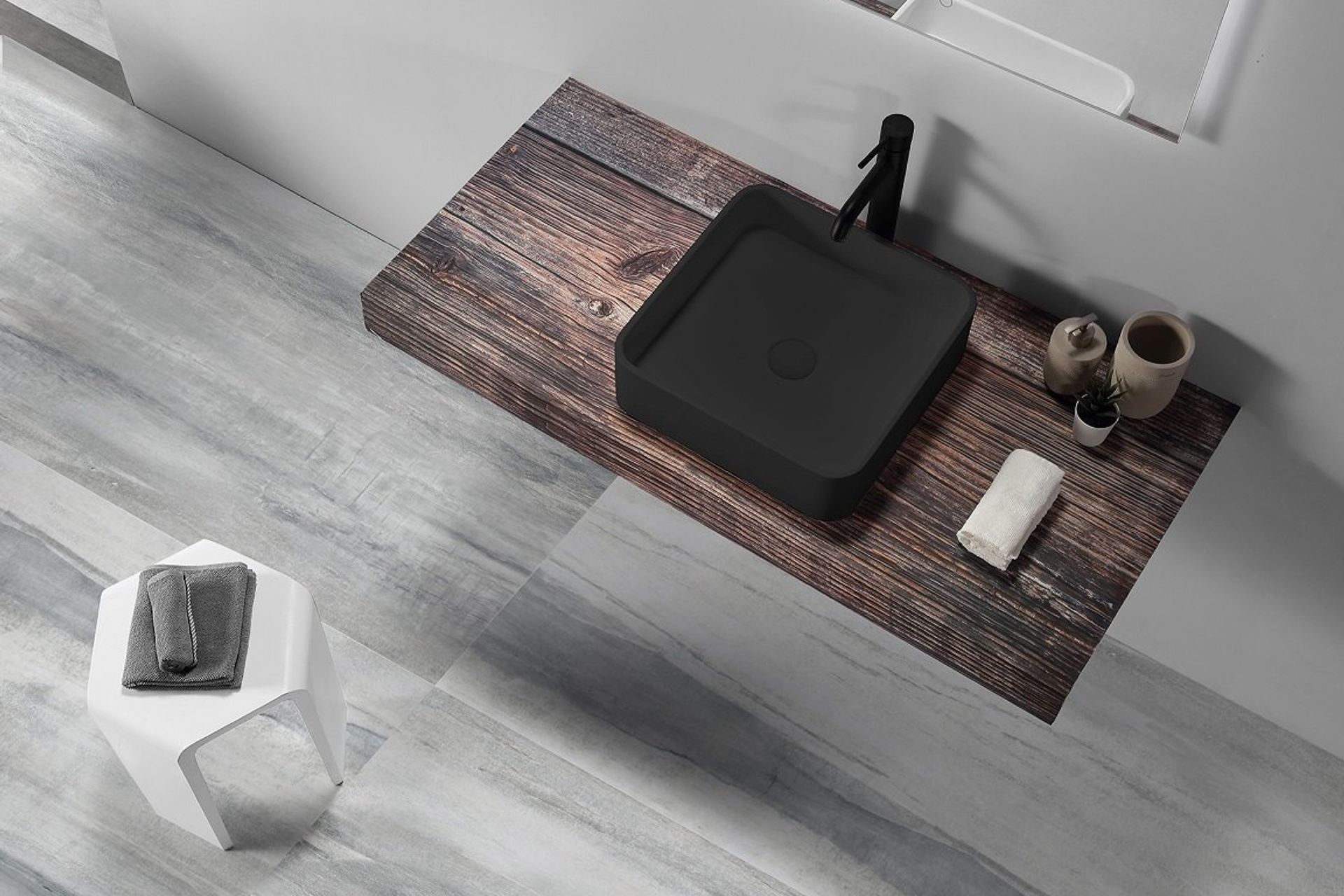 Matte black styling with the B1700 Square Basin from Stonebaths
