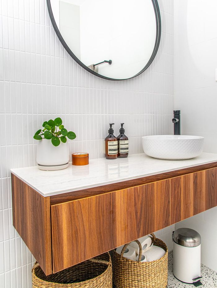 A floating vanity in a bathroom renovation in Turramurra