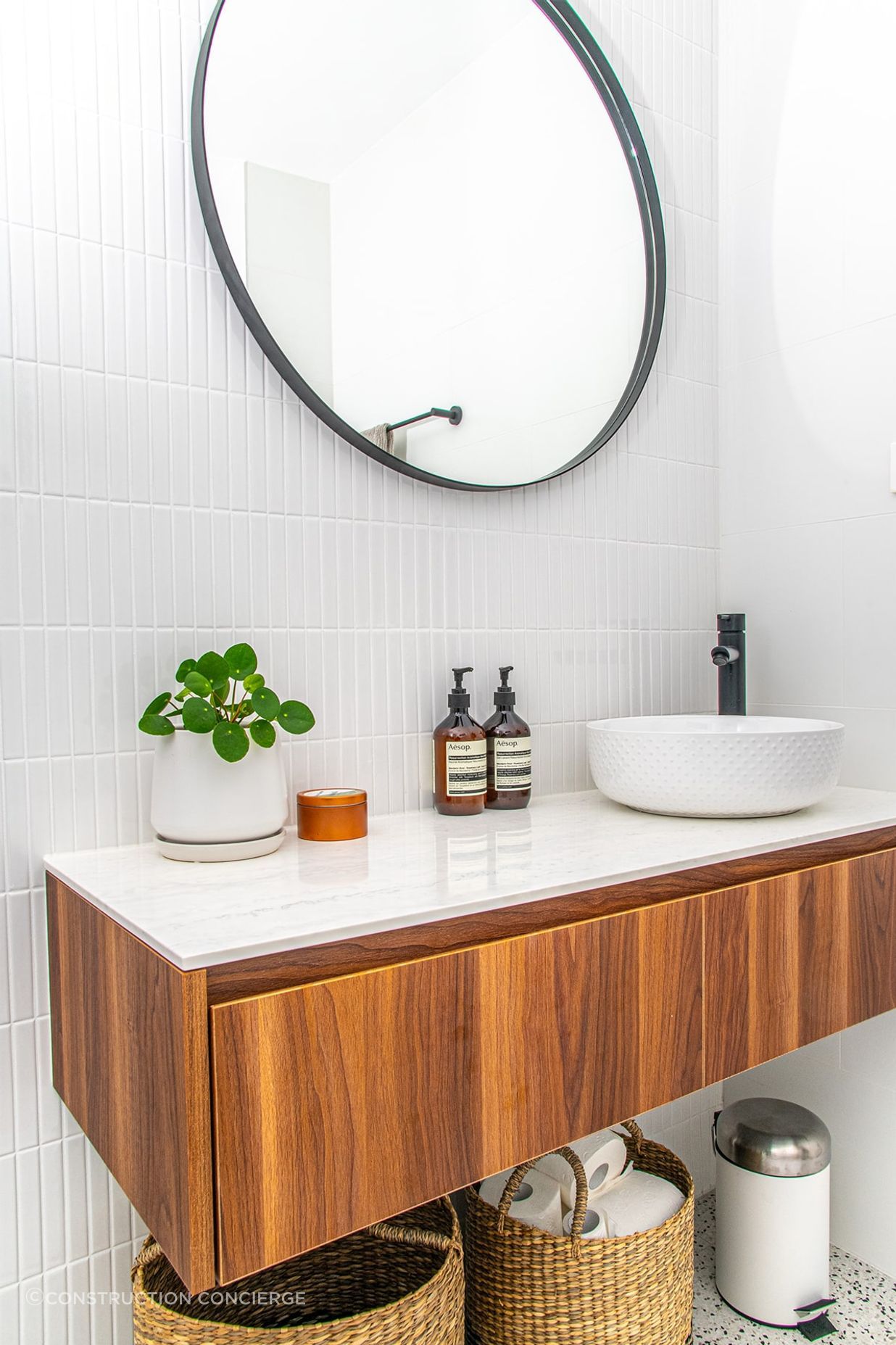 A floating vanity in a bathroom renovation in Turramurra