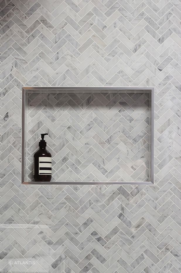 Extra storage with EasyNiche Tile Over Shower Footrest from Atlantis