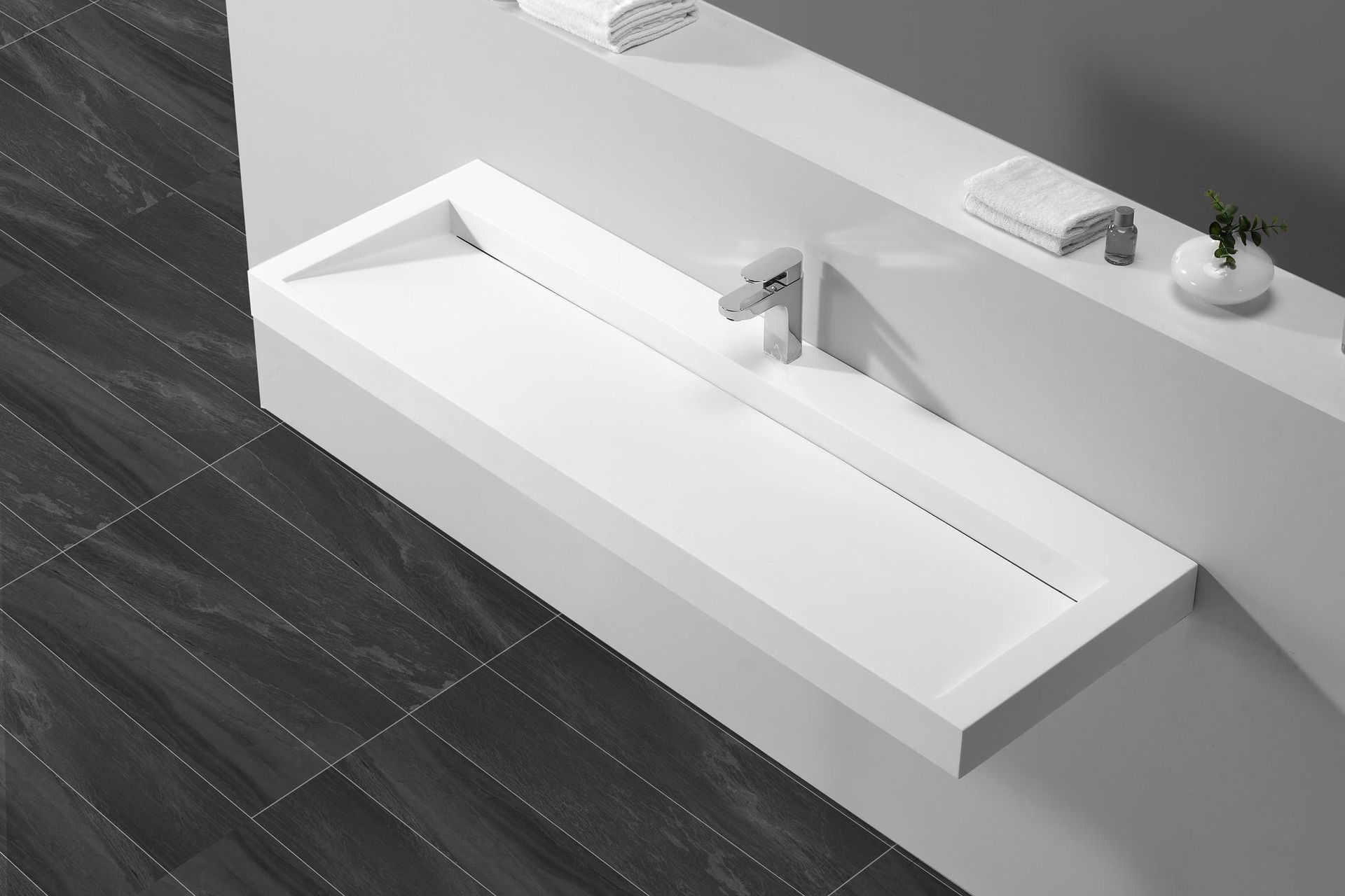 B1265-2 Wall Mounted Basin with trough styling from Stonebaths