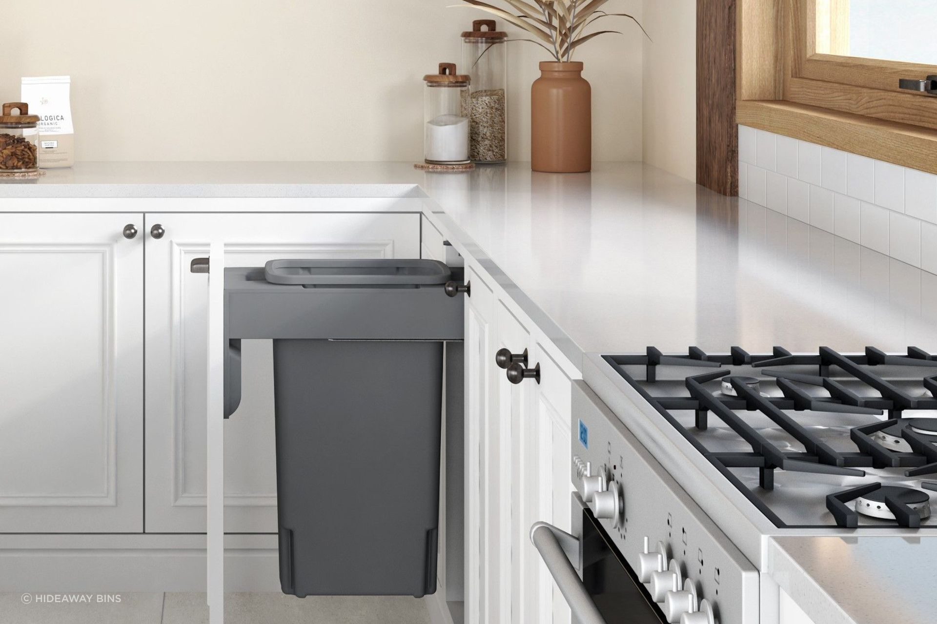 CR350-135D-C 1 x 35 litre in a 350mm cabinet for large capacity recycling storage.