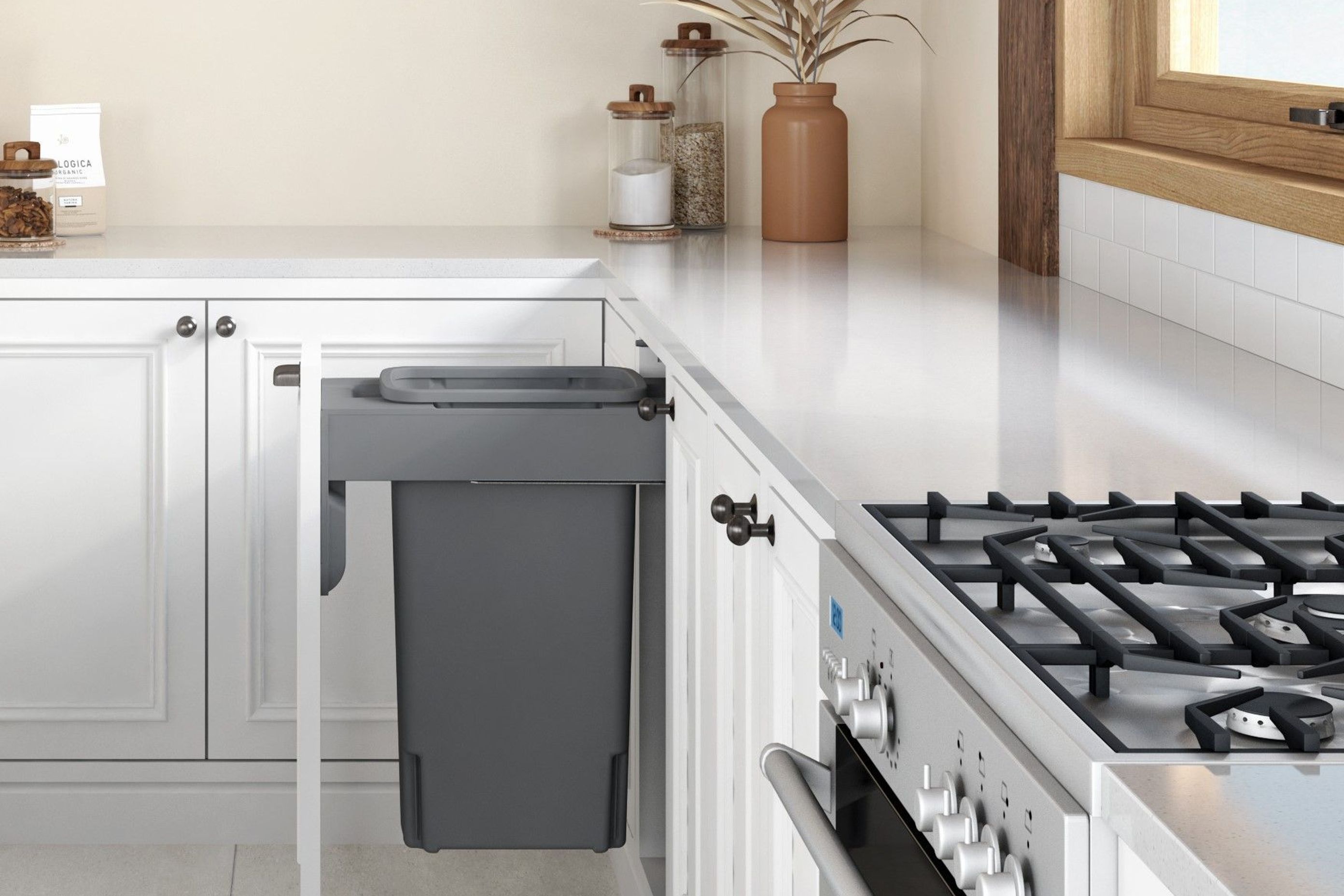CR350-135D-C 1 x 35 litre in a 350mm cabinet for large capacity recycling storage.