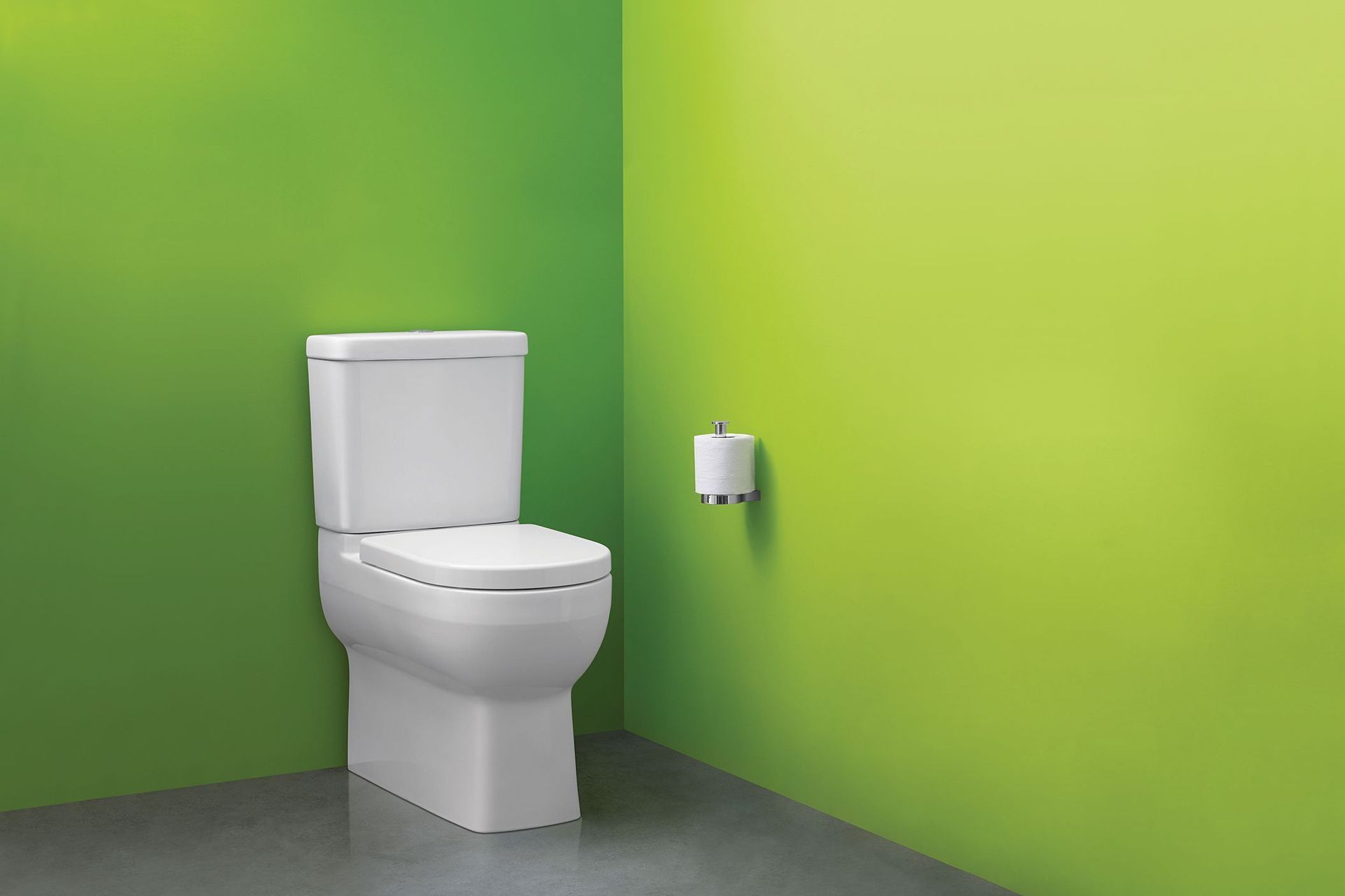 The wall-faced toilet, also known as a back-to-wall toilet, sits flush against the bathroom wall, hiding the plumbing and waste pipes, providing a neat and tidy look. Featured product: Reach Back To Wall Toilet Suite.