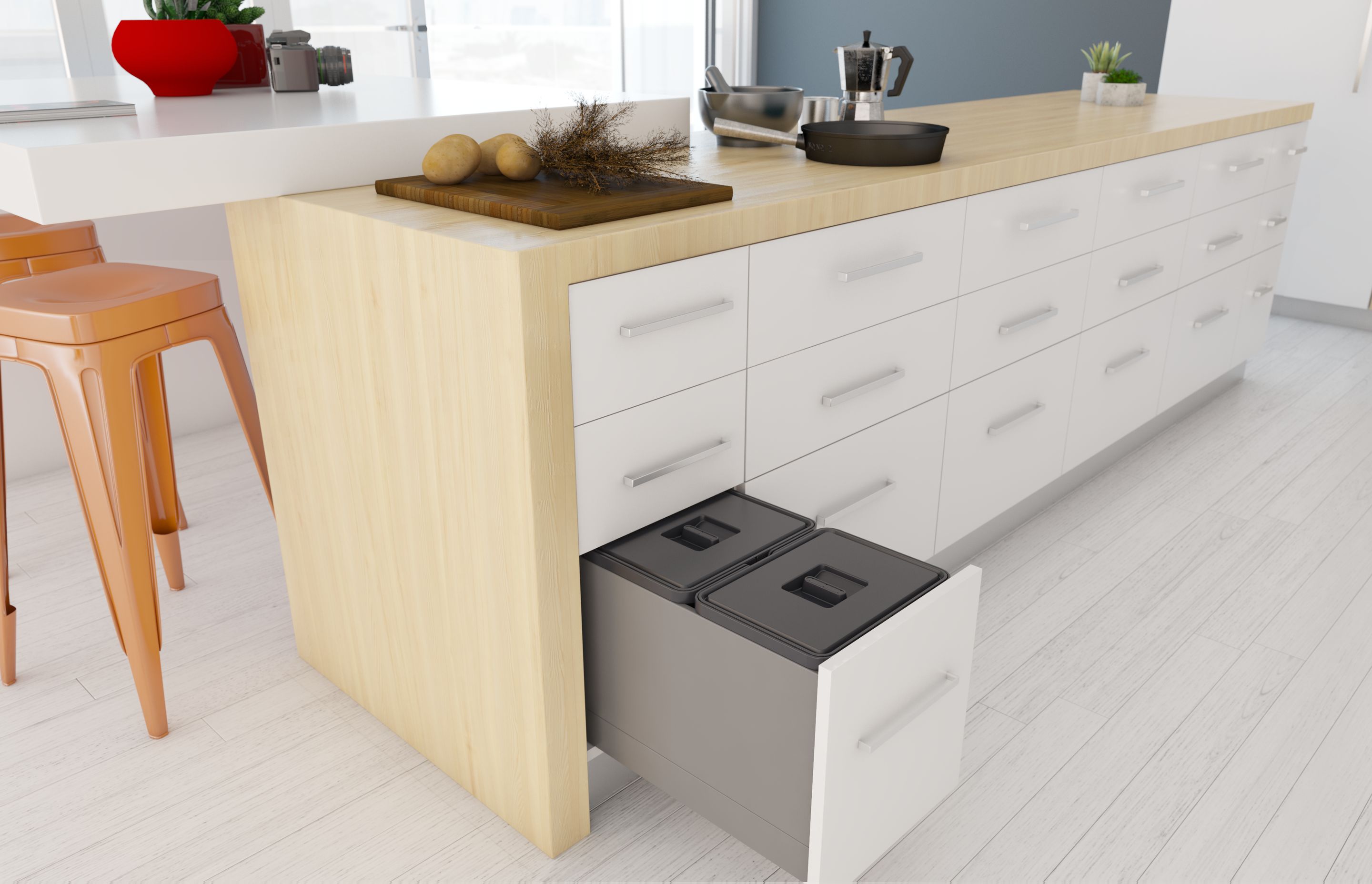 Four innovative pull-out kitchen bin and laundry systems