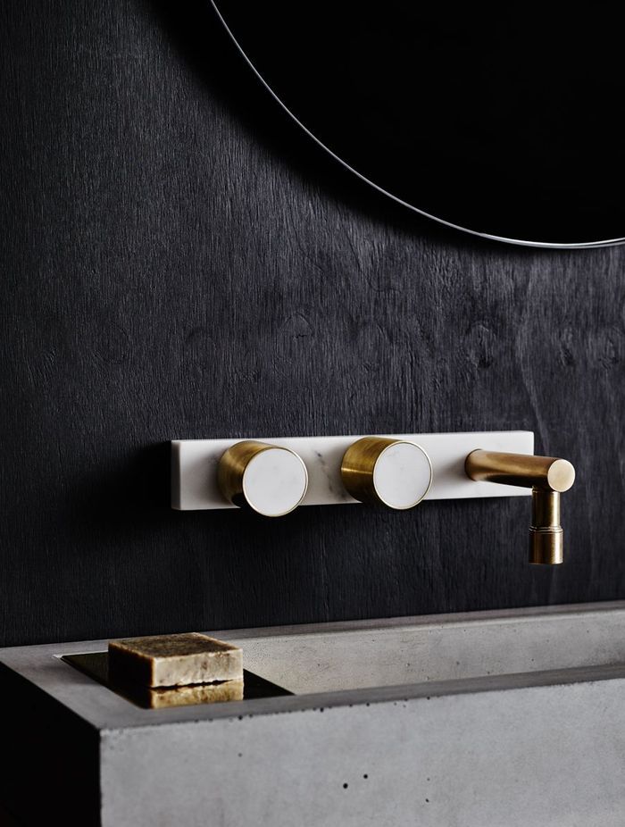 Concrete Collective - Melbourne Mabel Round Brass &amp; Timber Taps