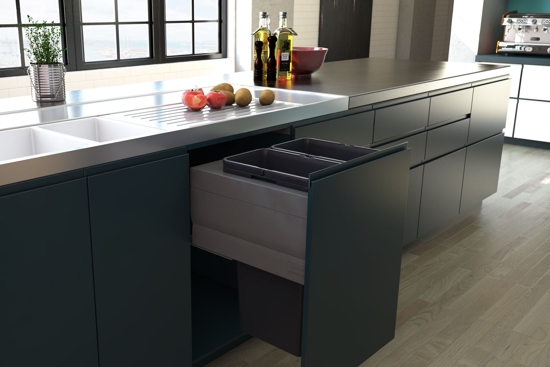 Four innovative pull-out kitchen bin and laundry systems