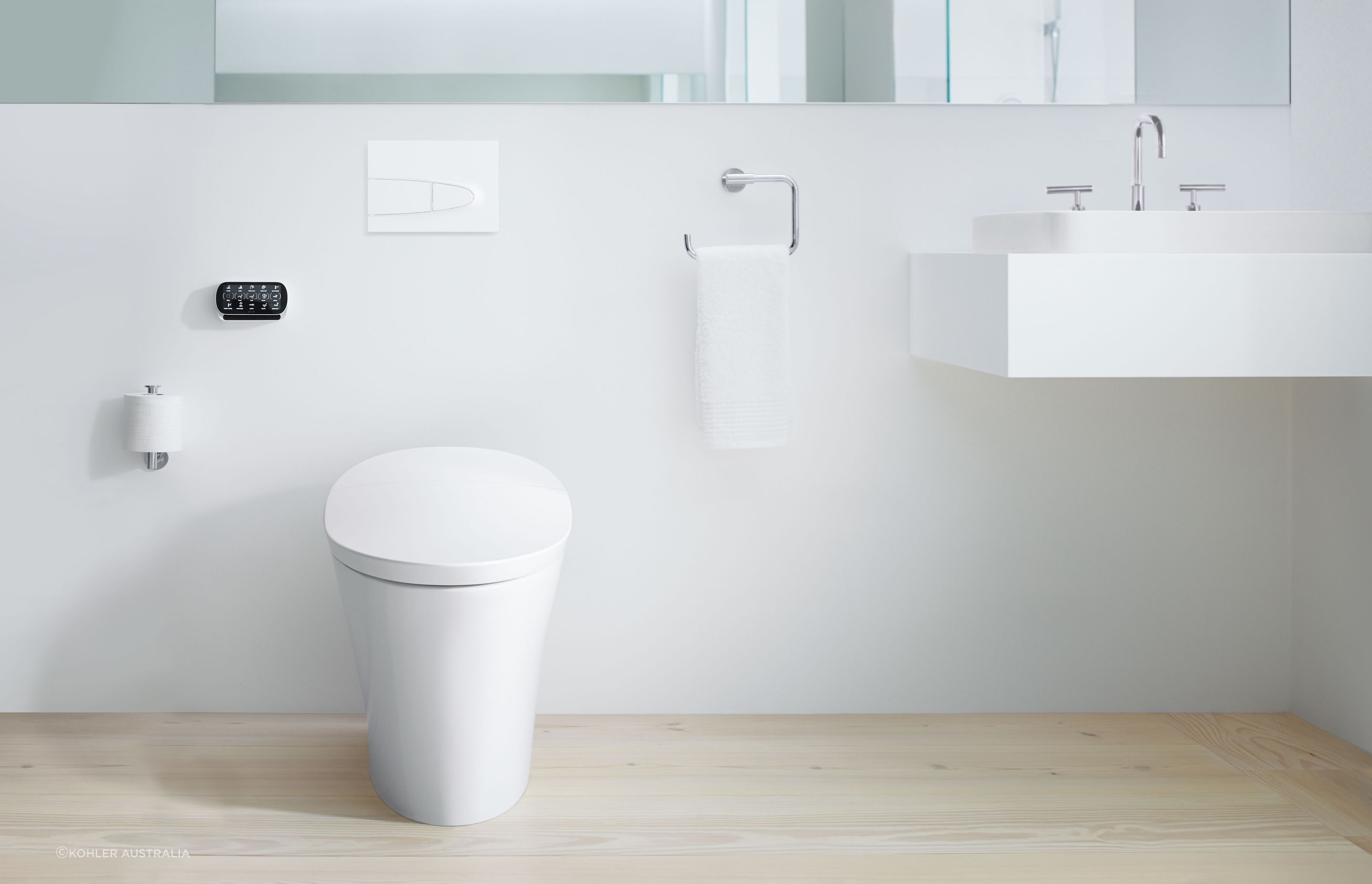  Smart toilet offers a multitude of features including heated seating, automatic flushing, bidet washing, air drying, and even self-cleaning capabilities. Featured product: Veil Wall Faced Intelligent Toilet.