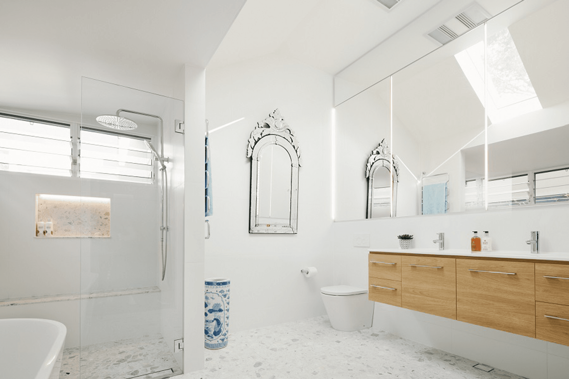A skylight brings natural light in abundance in this house renovation in Mosman by Northern Beaches Kitchens & Bathrooms