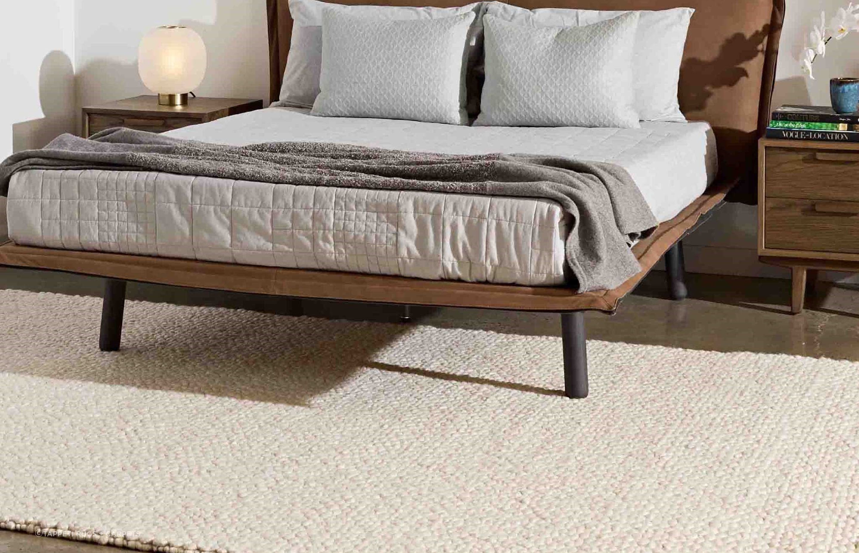 The Ora Sierra is personified by its chunky and irregular texture in a single block of beige, softening any living space