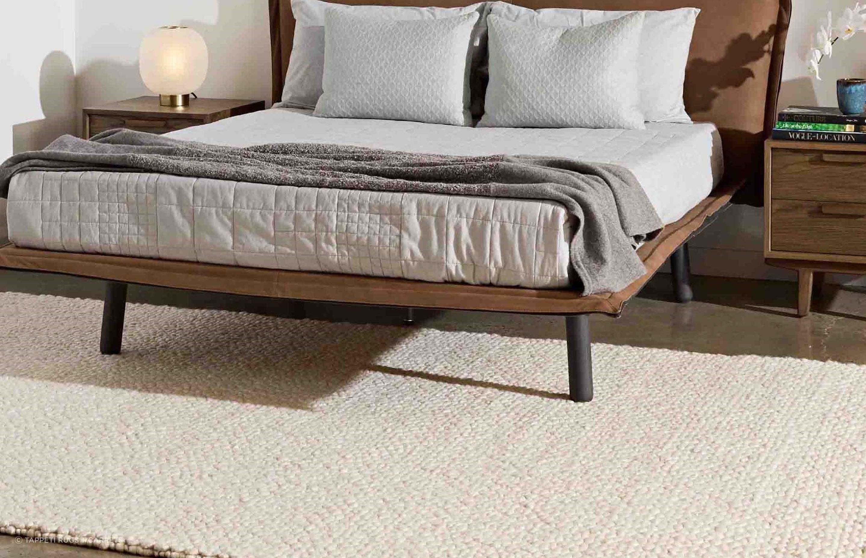 The Ora Sierra is personified by its chunky and irregular texture in a single block of beige, softening any living space