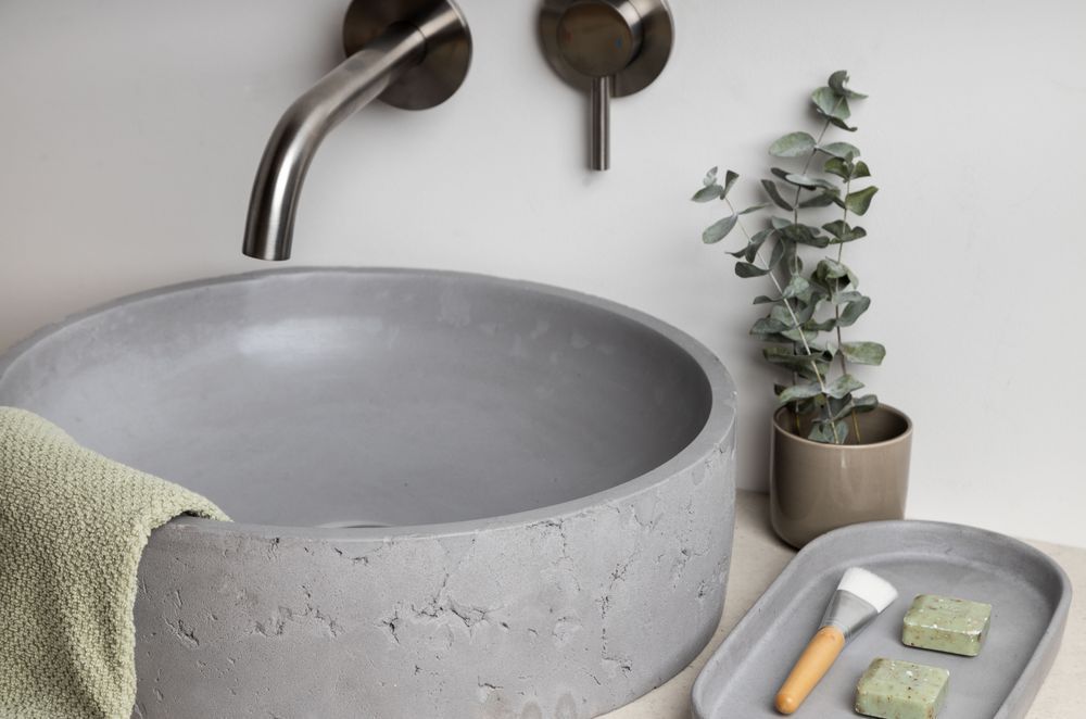 Elite Bathroomware's concrete basins are locally handcrafted, with each basin offering unique, natural beauty.