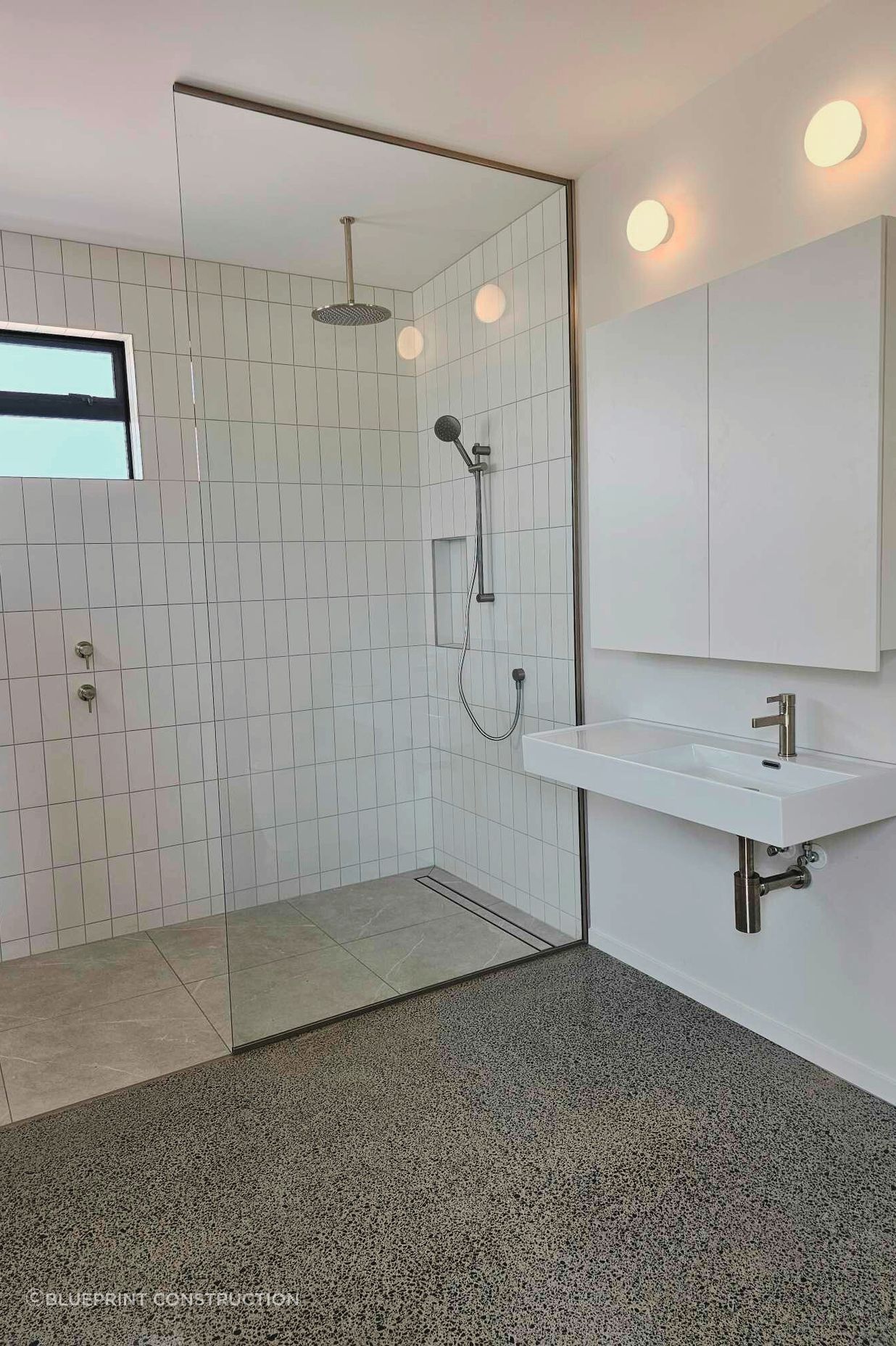 The bathrooms are fresh and modern.