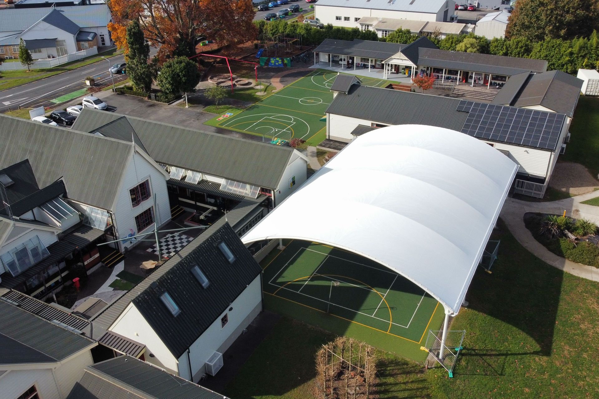 The two completed courts installed by TigerTurf.